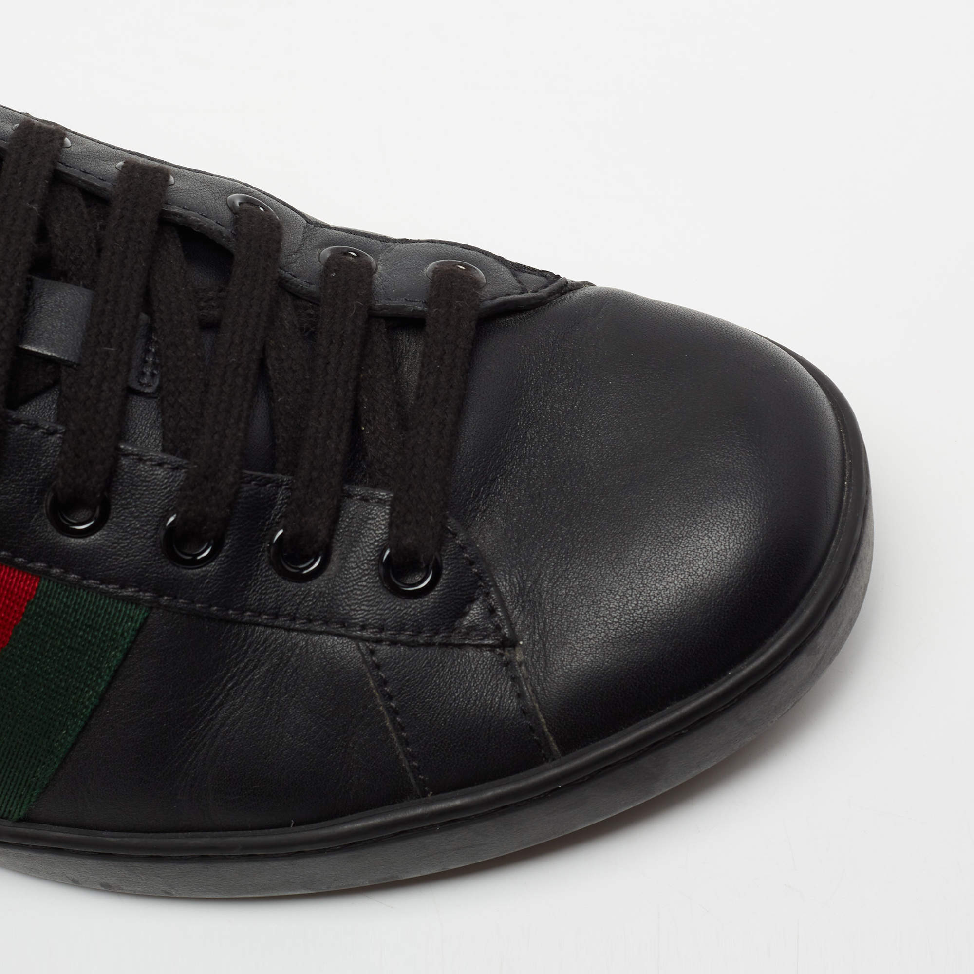 Ace leather trainers Gucci Black size 34.5 EU in Leather - 35310064