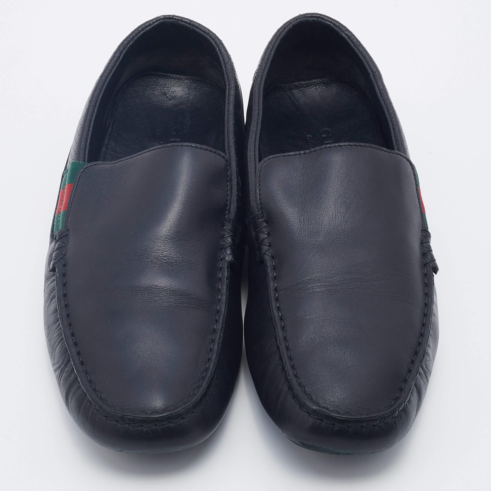 Gucci Leather Loafer With Gg Web' In Black, ModeSens