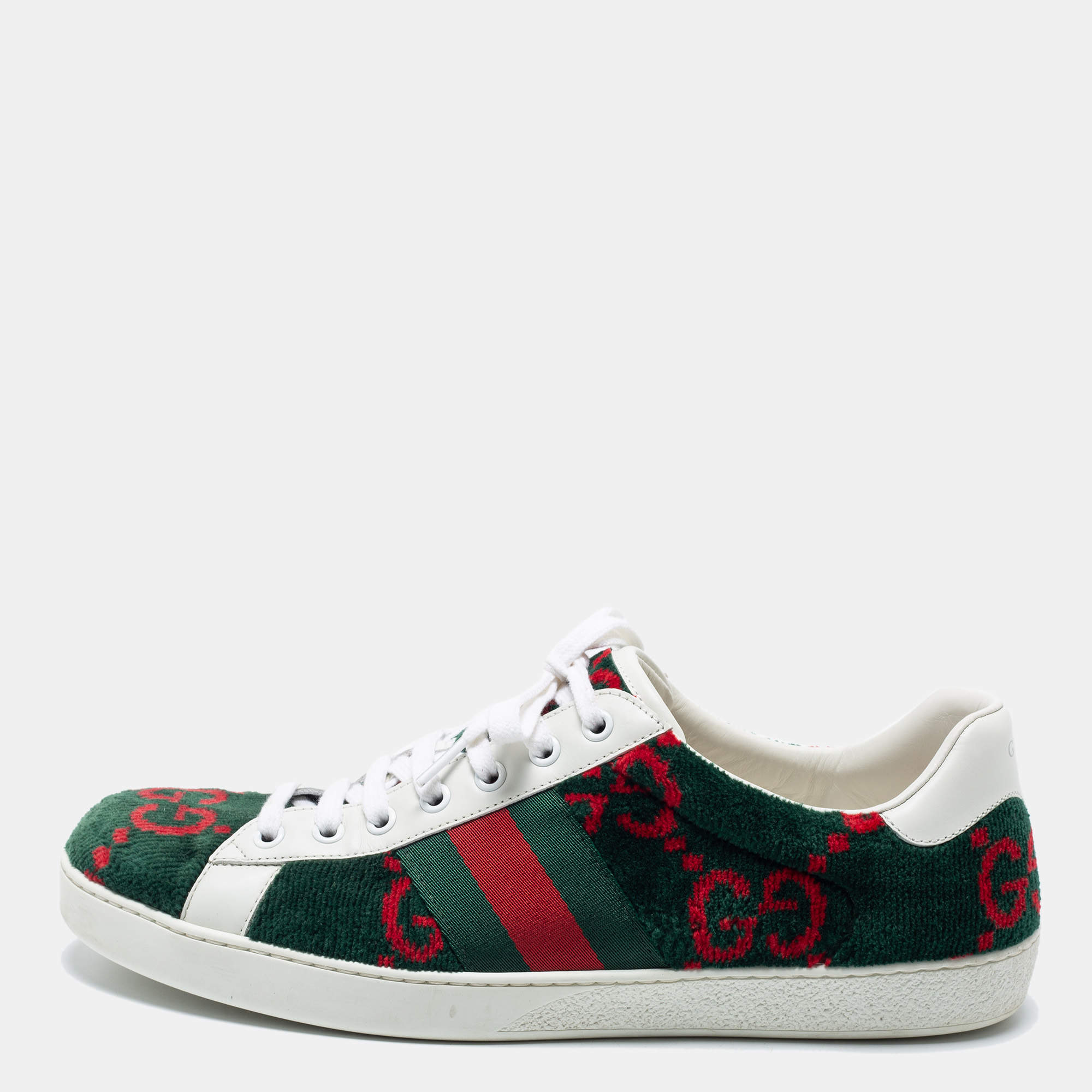 مملوكة مسبقًا Gucci  Multicolor Fabric and Leather GG Terry Ace Sneakers Size 43 