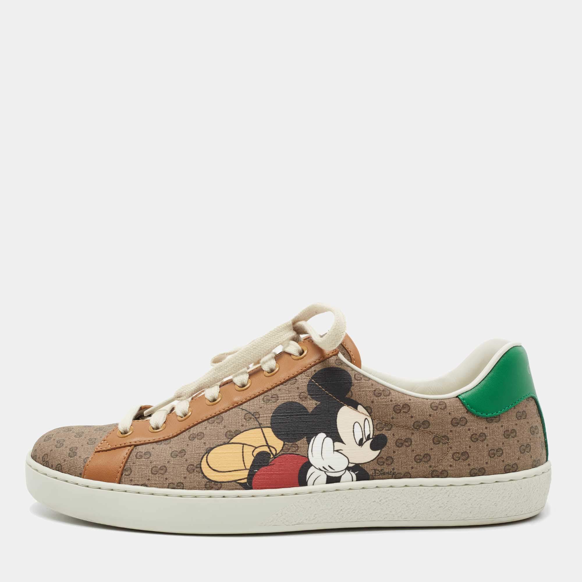 Pre Owned GUCCI x Disney Multicolor GG Canvas and Leather Ace Sneakers Size 43 