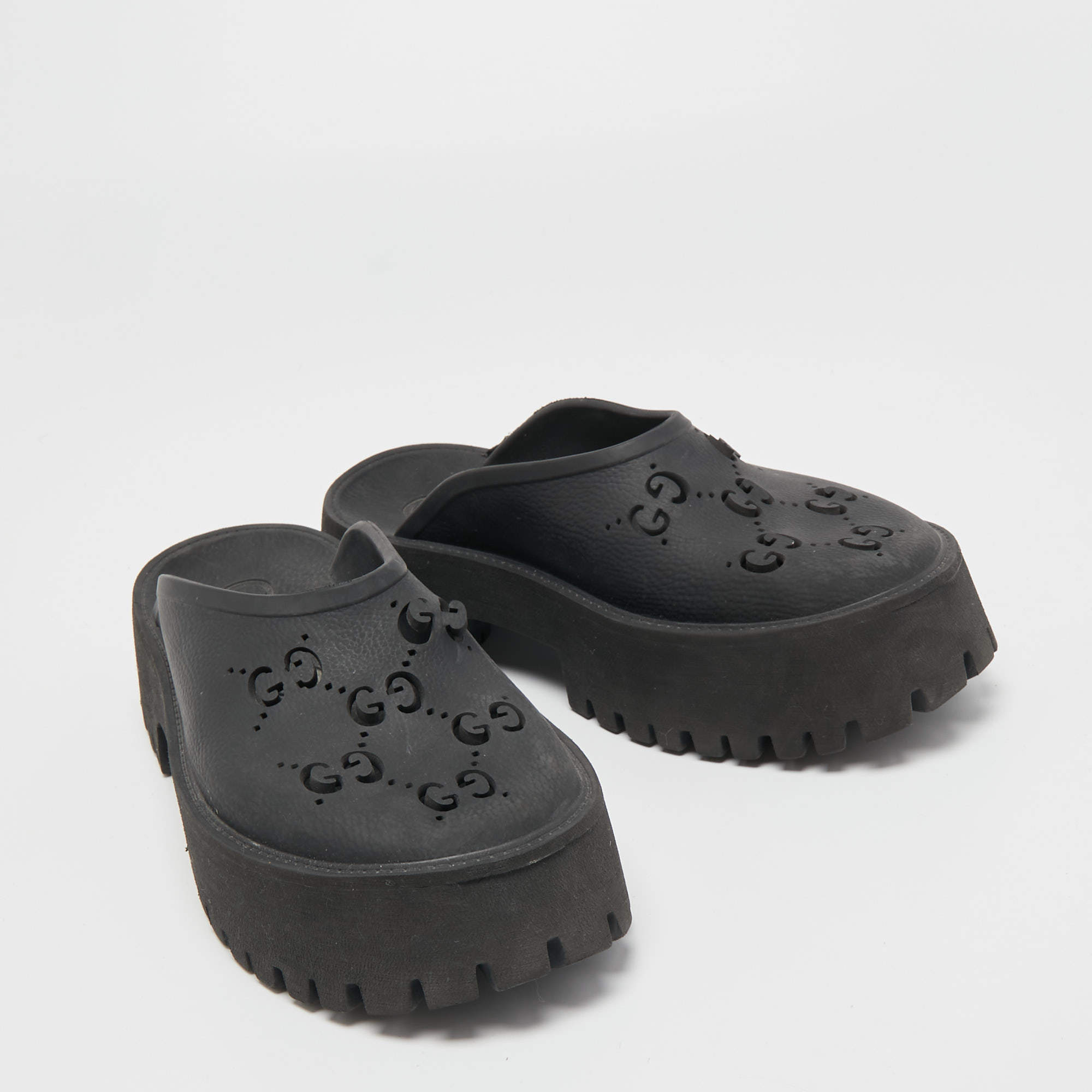 Gucci - GG-Perforated Rubber Clogs - Womens - Black for Women