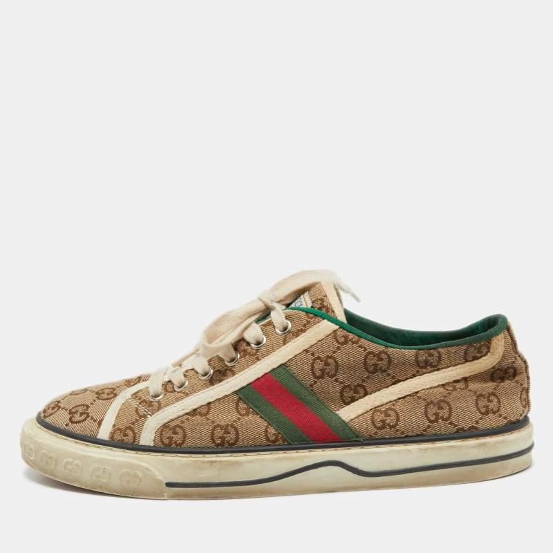 Gucci Brown GG Canvas Tennis 1977 Low Top Sneakers Size 43 