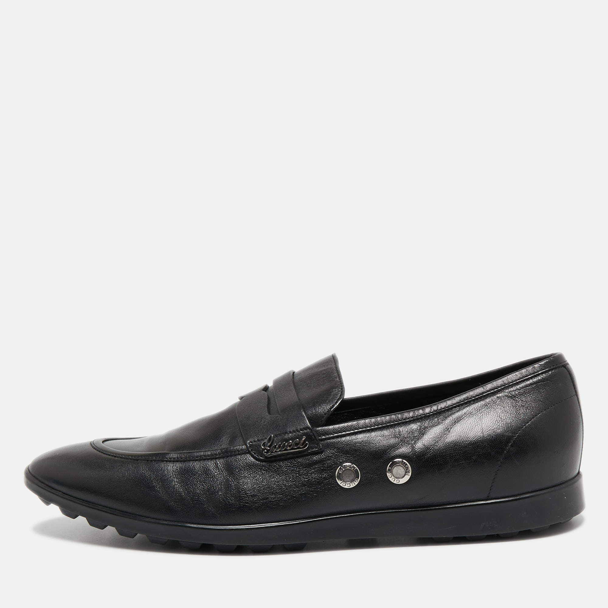 Authentic Louis Vuitton Black Suede Loafers Mens Shoes Size 9.5 Logo Luxury  GUC