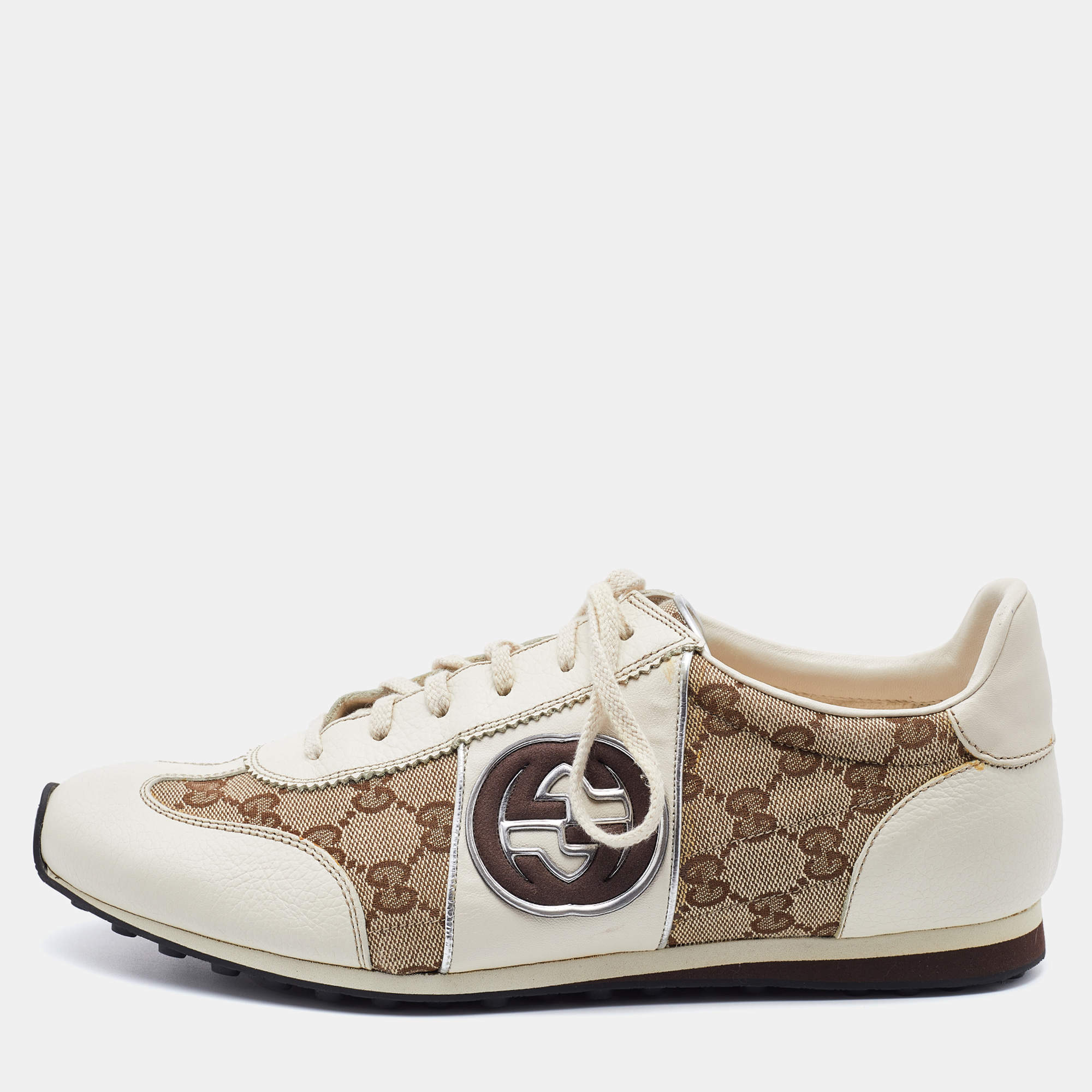 Gucci Beige/Brown GG Canvas and Leather Low Top Sneakers Size  Gucci |  TLC