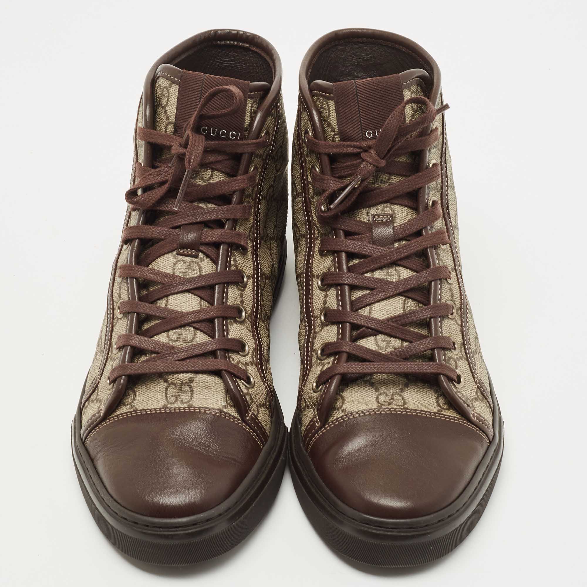 Gucci Brown/Grey GG Canvas High Top Sneakers Size 41 Gucci