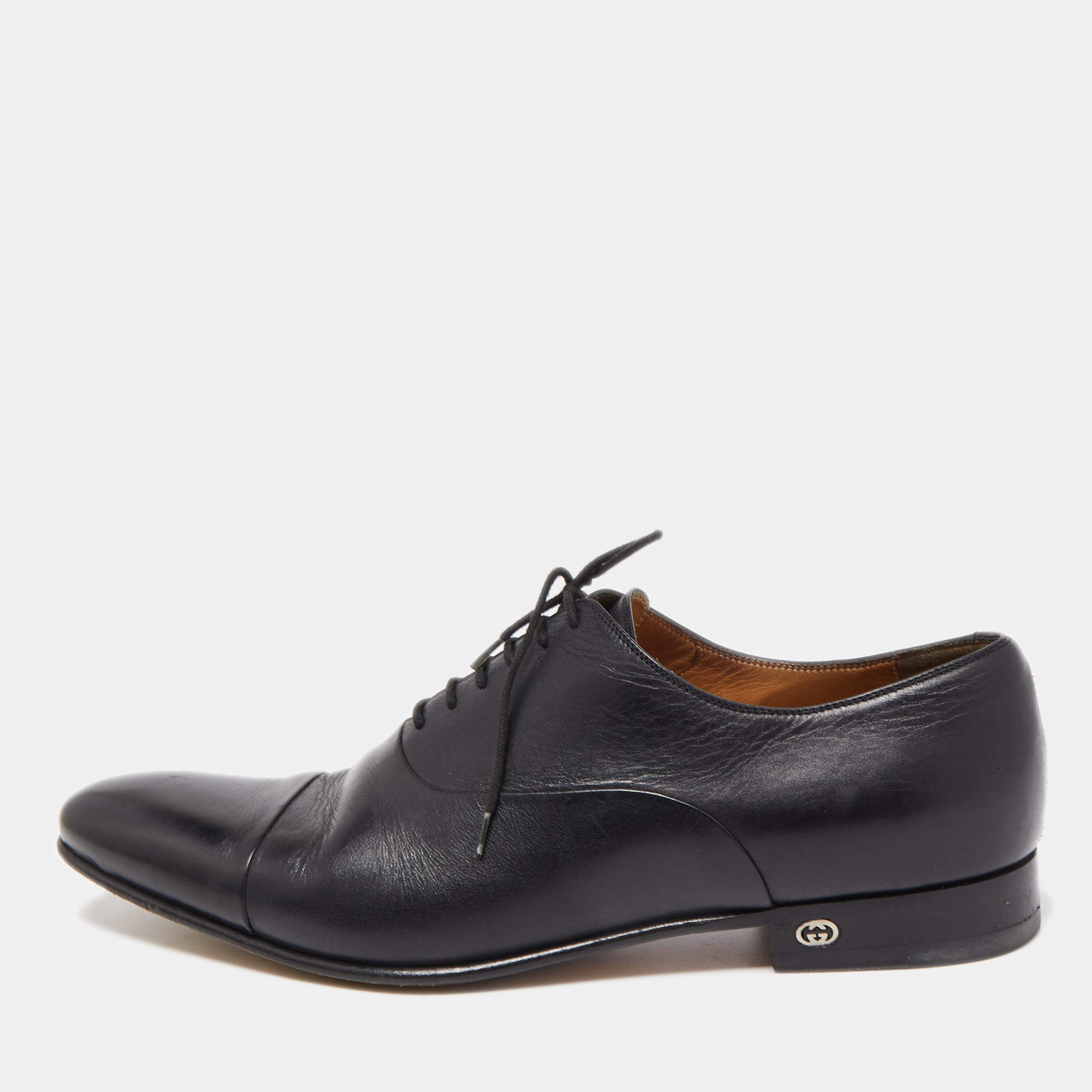 Gucci Black Leather Lace Up Oxfords Size 43 