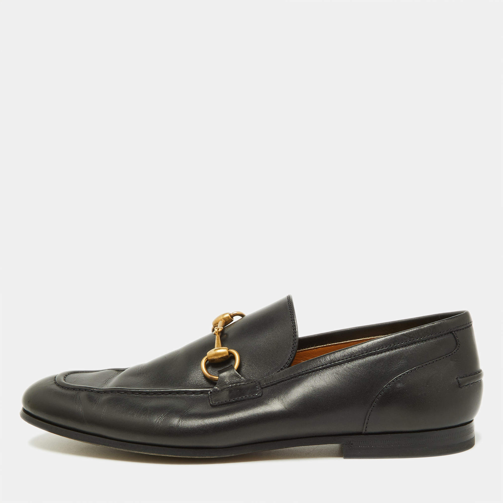 Pre Owned Gucci Black Leather Jordaan Loafers Size 40