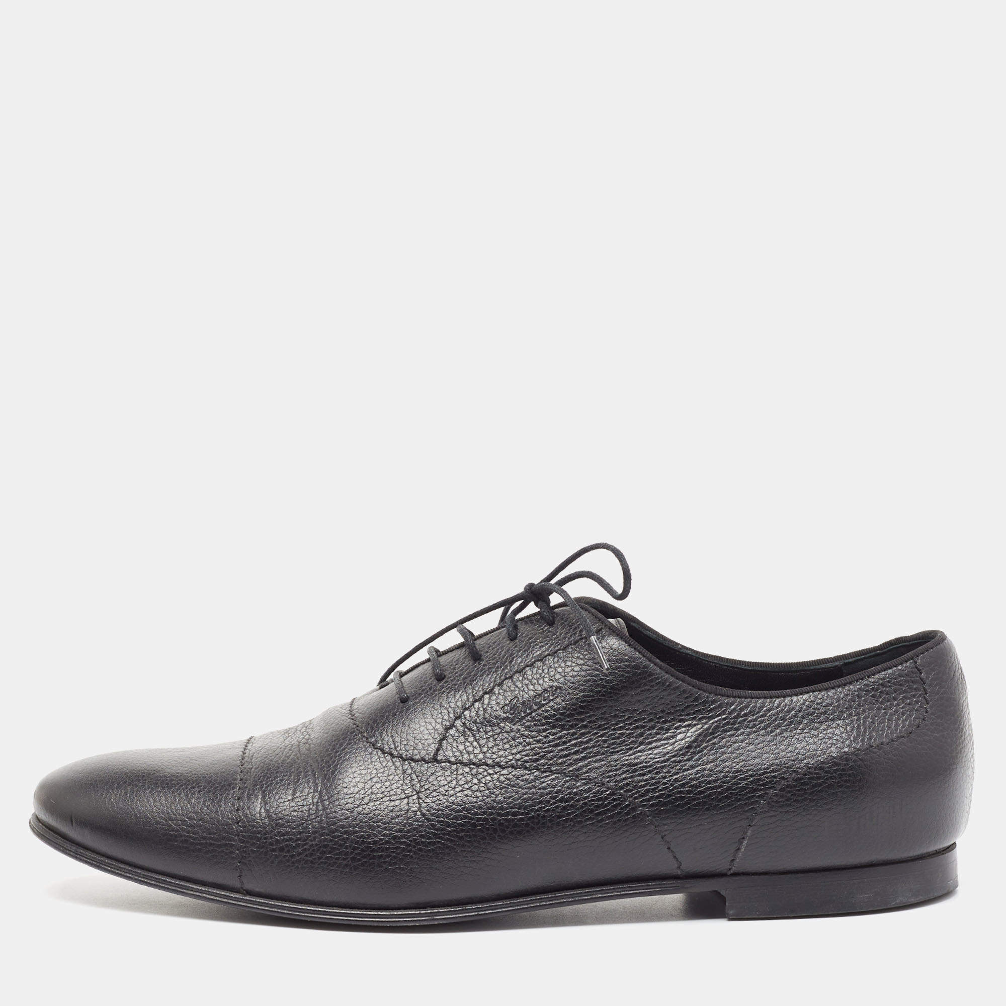 Gucci Black Leather Lace Up Oxfords Size 43