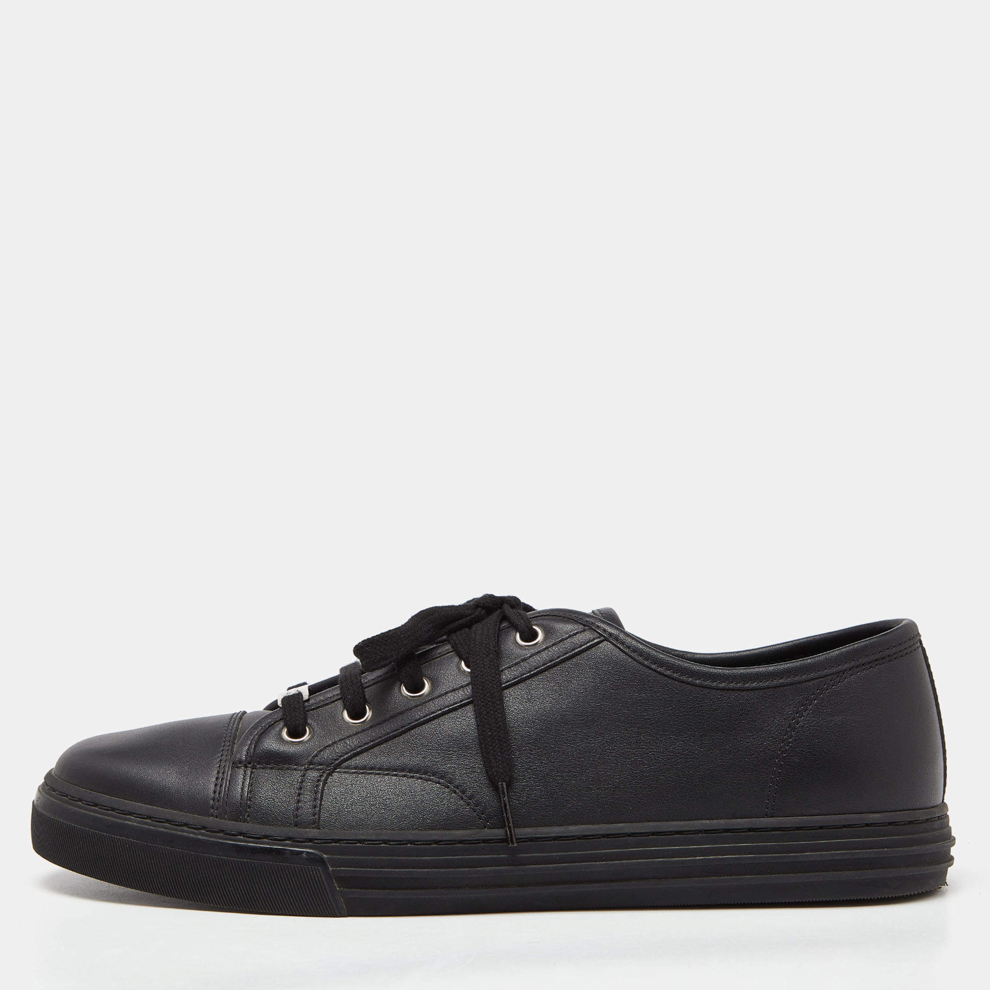 Gucci Black Leather Low Top Sneakers Size 43