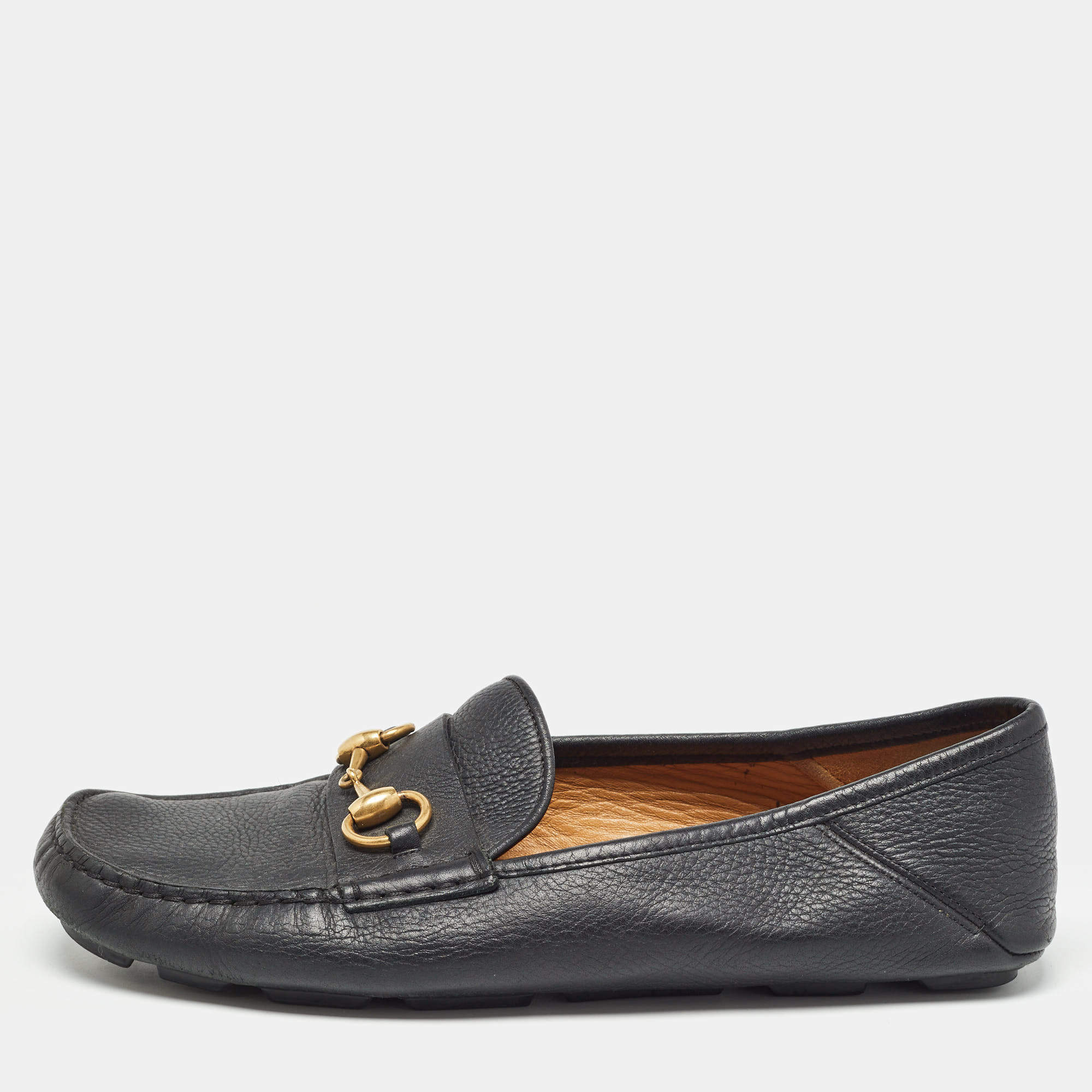 Gucci Black Leather Horsebit Foldable Loafers Size 40.5