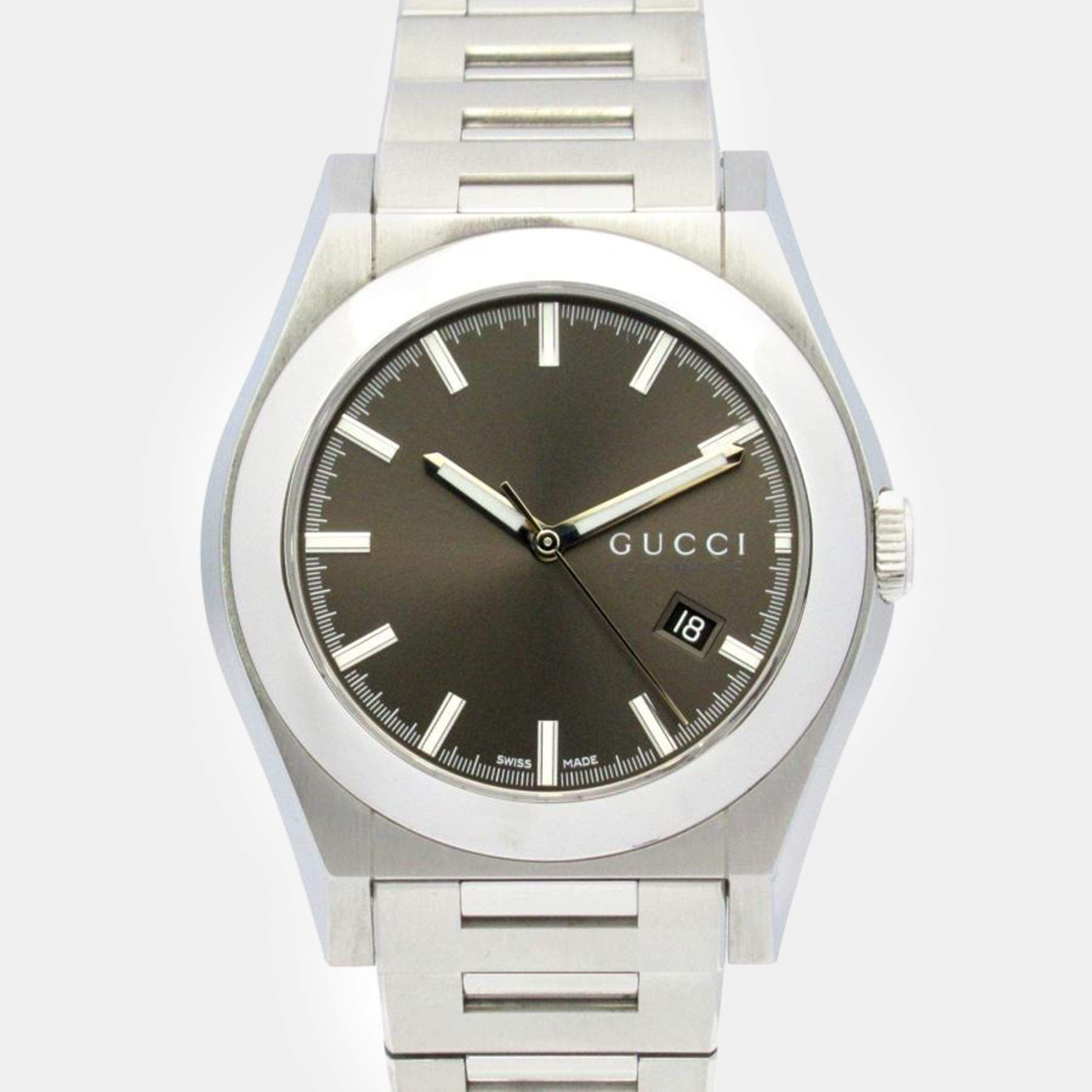 Pre Owned Gucci Grey Stainless Steel Pantheon 115 Automatic Men's Wristwatch 44 mm