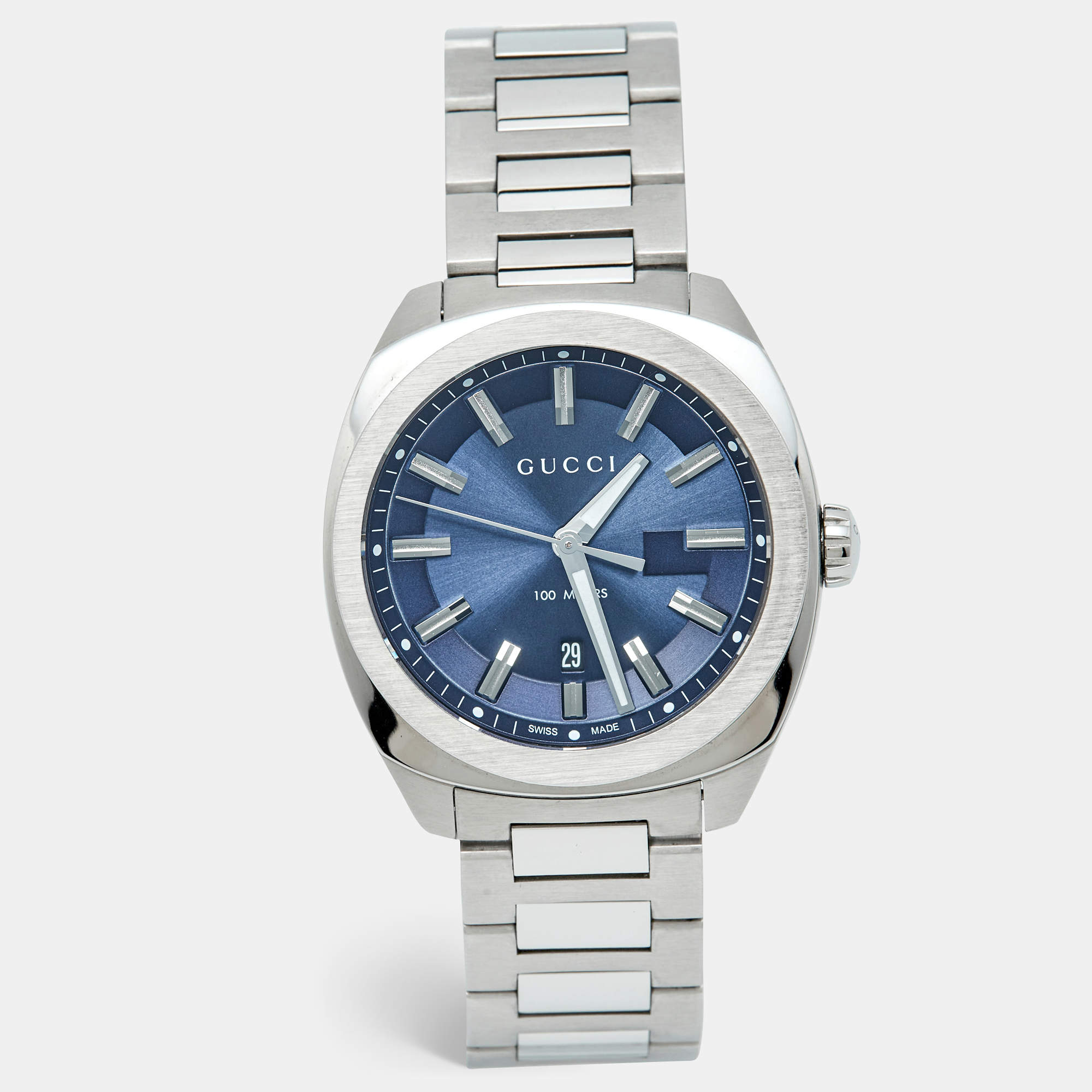 Pre Owned Gucci Blue Stainless Steel GG2570 Series YA142303 Men's Wristwatch 40 mm