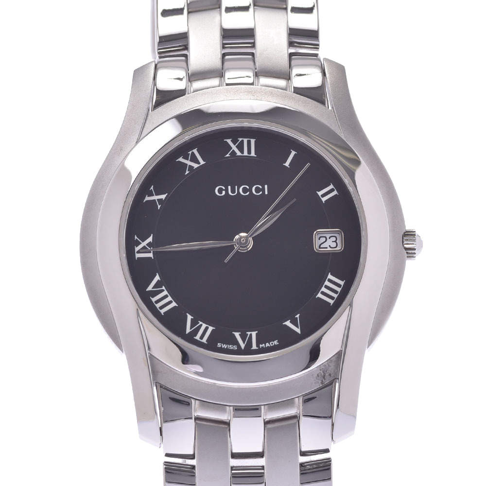 Gucci Black Stainless Steel 5500M Quartz Men's Wristwatch 35 MM