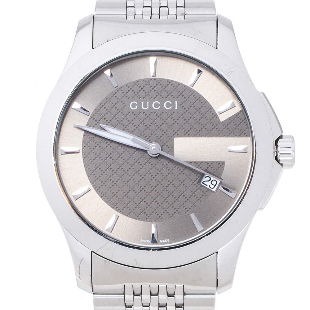 Gucci Brown Stainless Steel G-Timeless 126.4 Men's Wristwatch MM Gucci | TLC