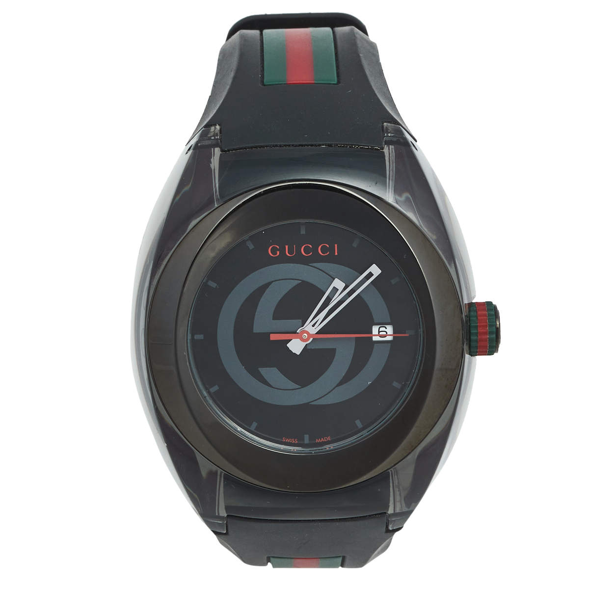 Gucci Black Nylon PVD Coated Stainless Steel Rubber Sync 137.1 Men's Wristwatch 46 mm