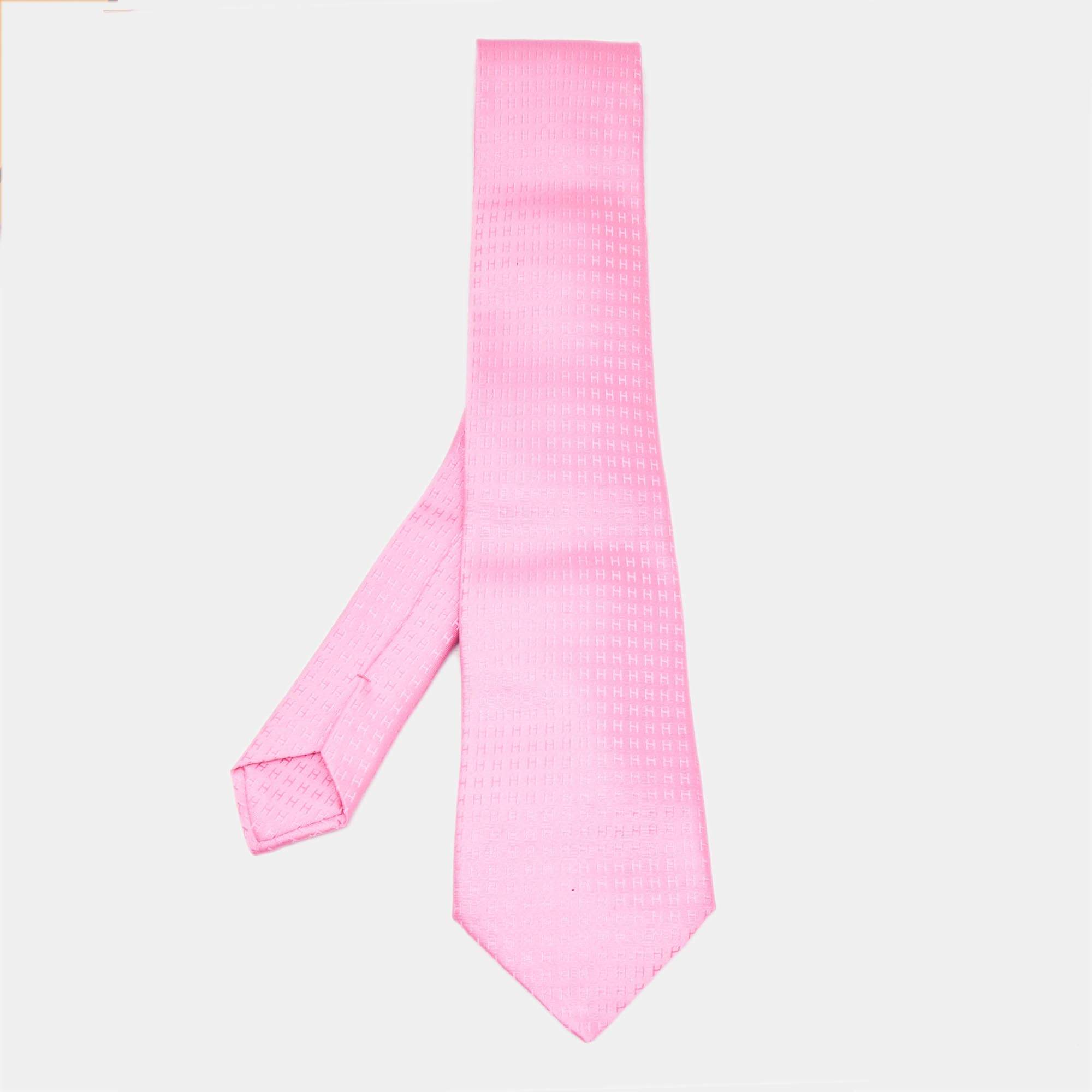 Hermès Pink Silk Traditional Faconnee H tie