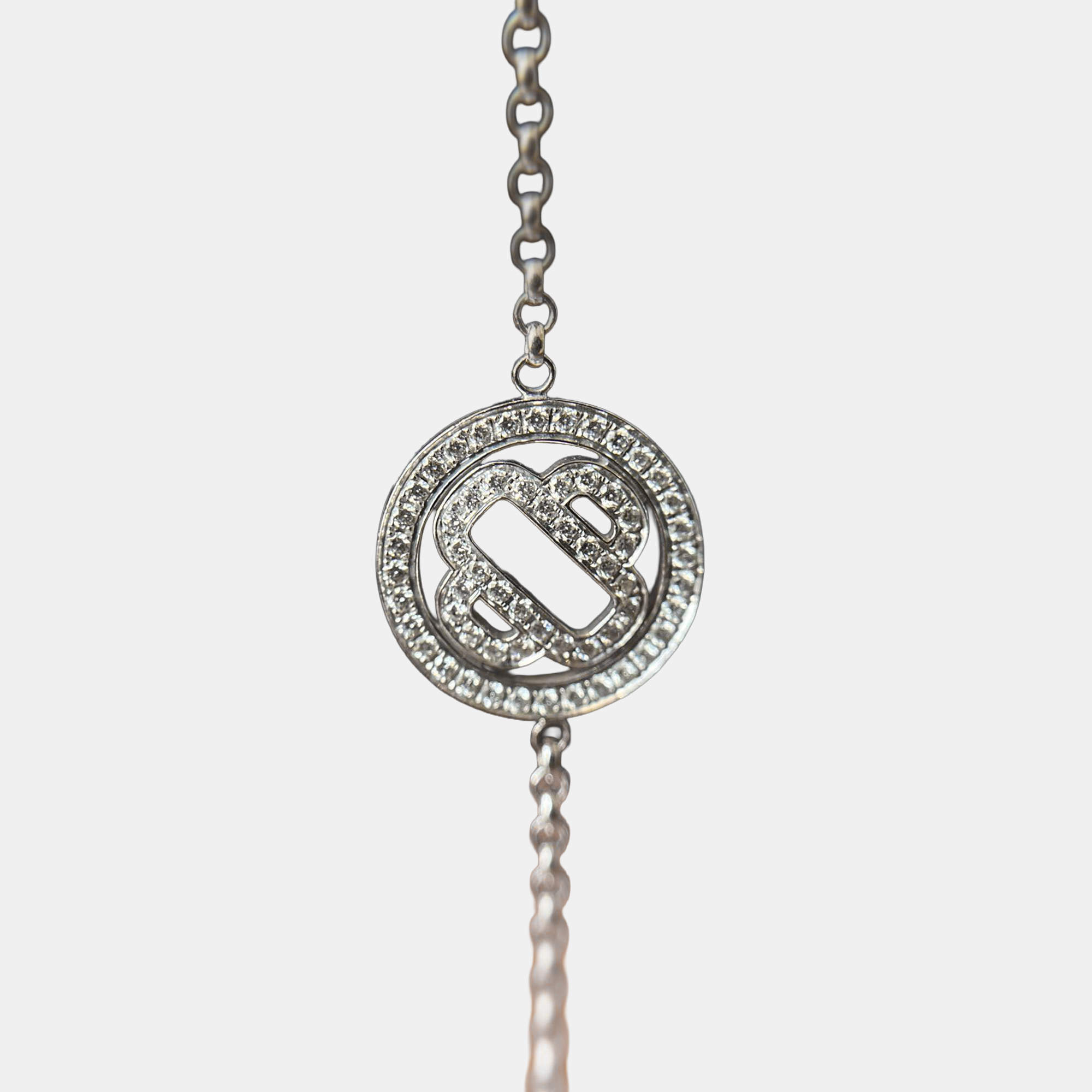 Pre Owned Hermes Platinum Diamonds Chain Bracelet