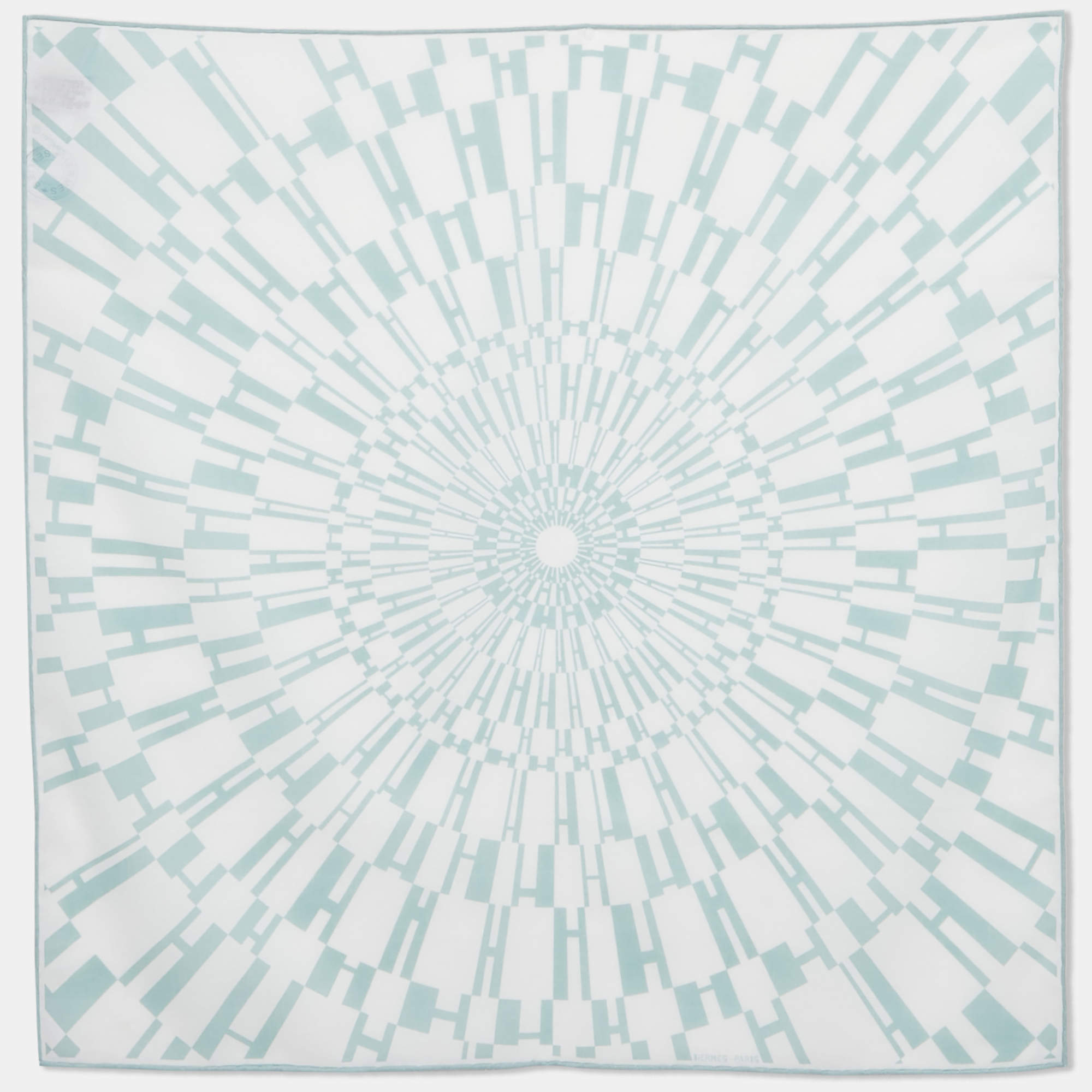 Pre Owned Hermès Vert D'eau Cotton Op'H Handkerchief