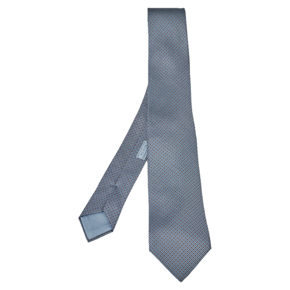 ربطة عنق هيرمس رفيعة حرير كانا أتش زرقاء