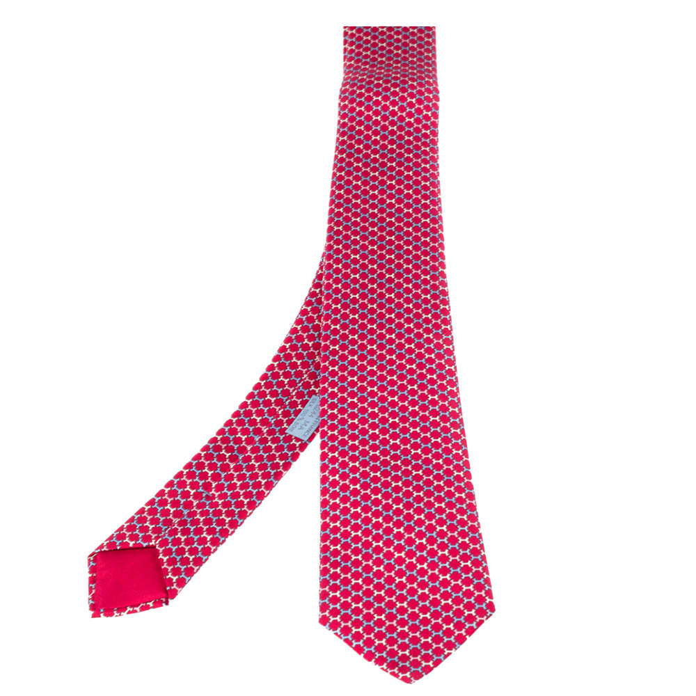 Hermès Fuchsia Pink 7 H Street Silk Tie