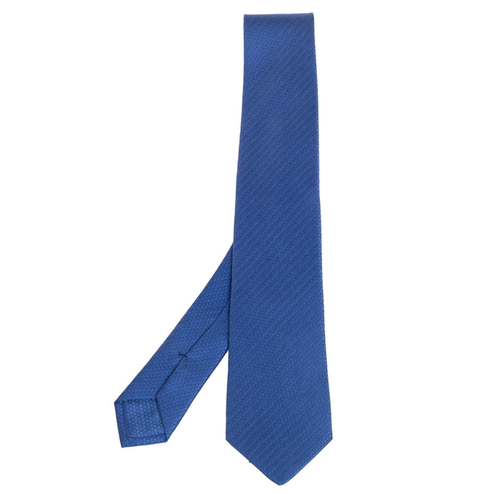 Hermes Blue Jean 7 Shinny Silk Tie 