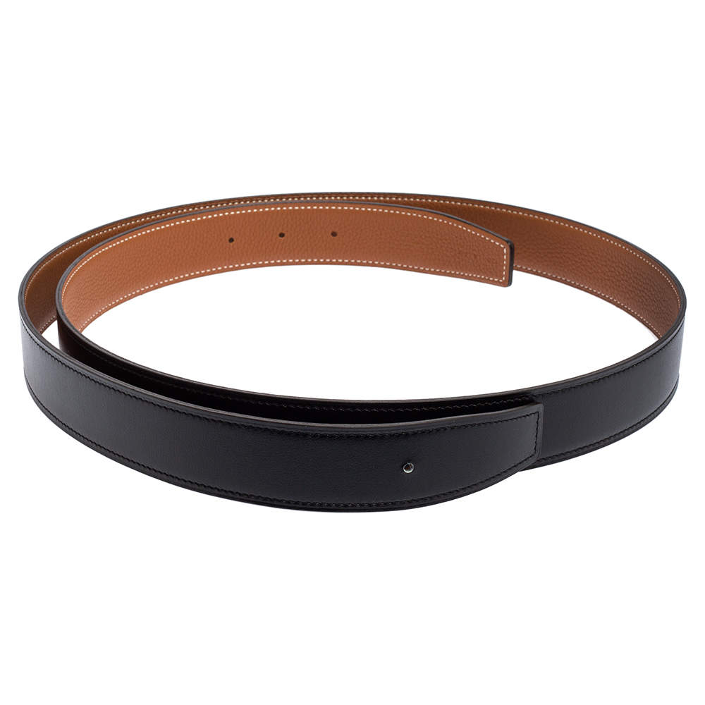 Pre Owned Hermes Black Box Leather Belt 120CM