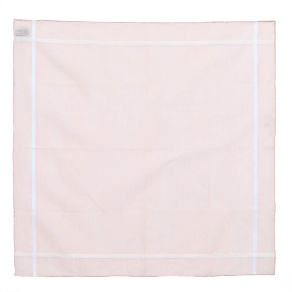 Hermes Pink D'H Cotton Jacquard Handkerchief