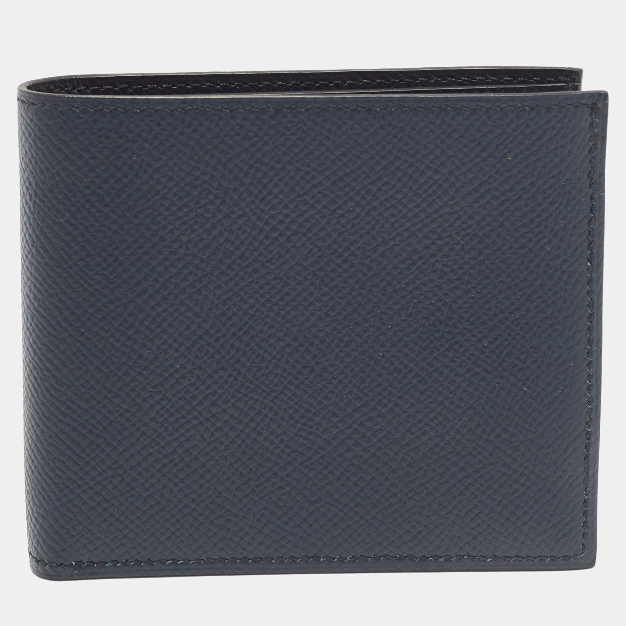 Hermes Bleu Indigo/Vert Cypres/Noir Epsom Leather MC² Copernic Compact Wallet 