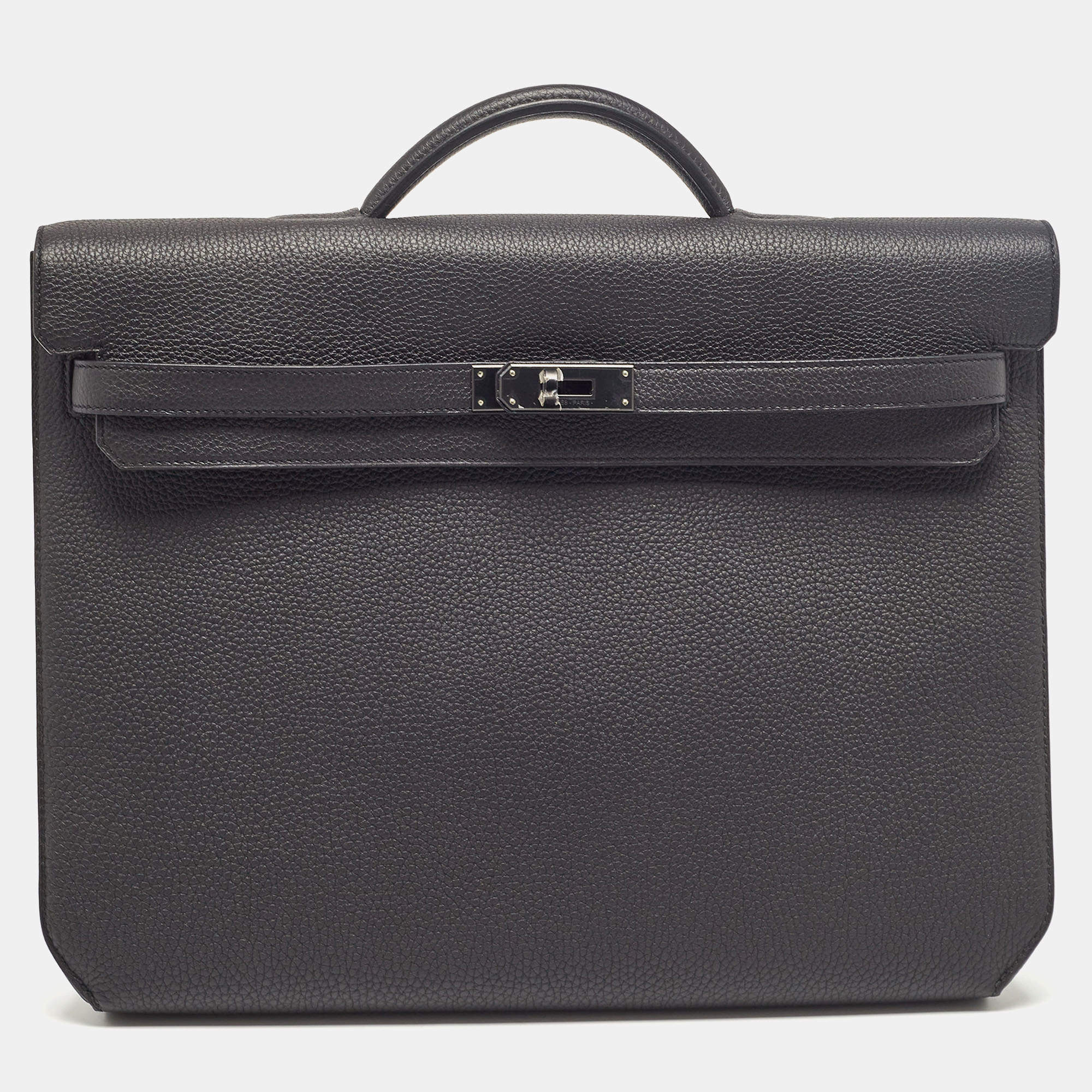 Hermes Noir Togo Leather Kelly Depeches Monochrome 36 Briefcase