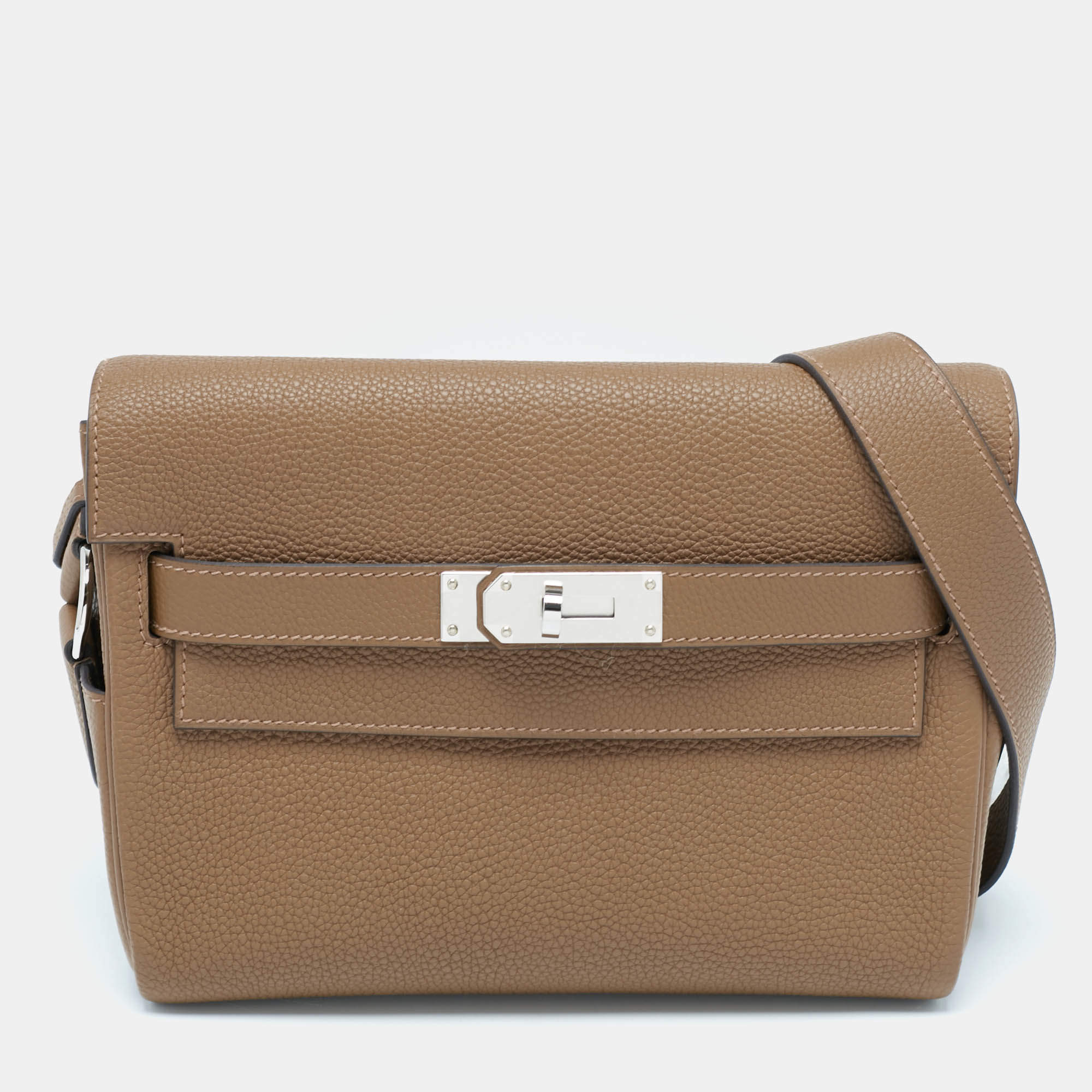 Hermès Alezan Togo Leather Palladium Finish Kelly Messenger PM Bag