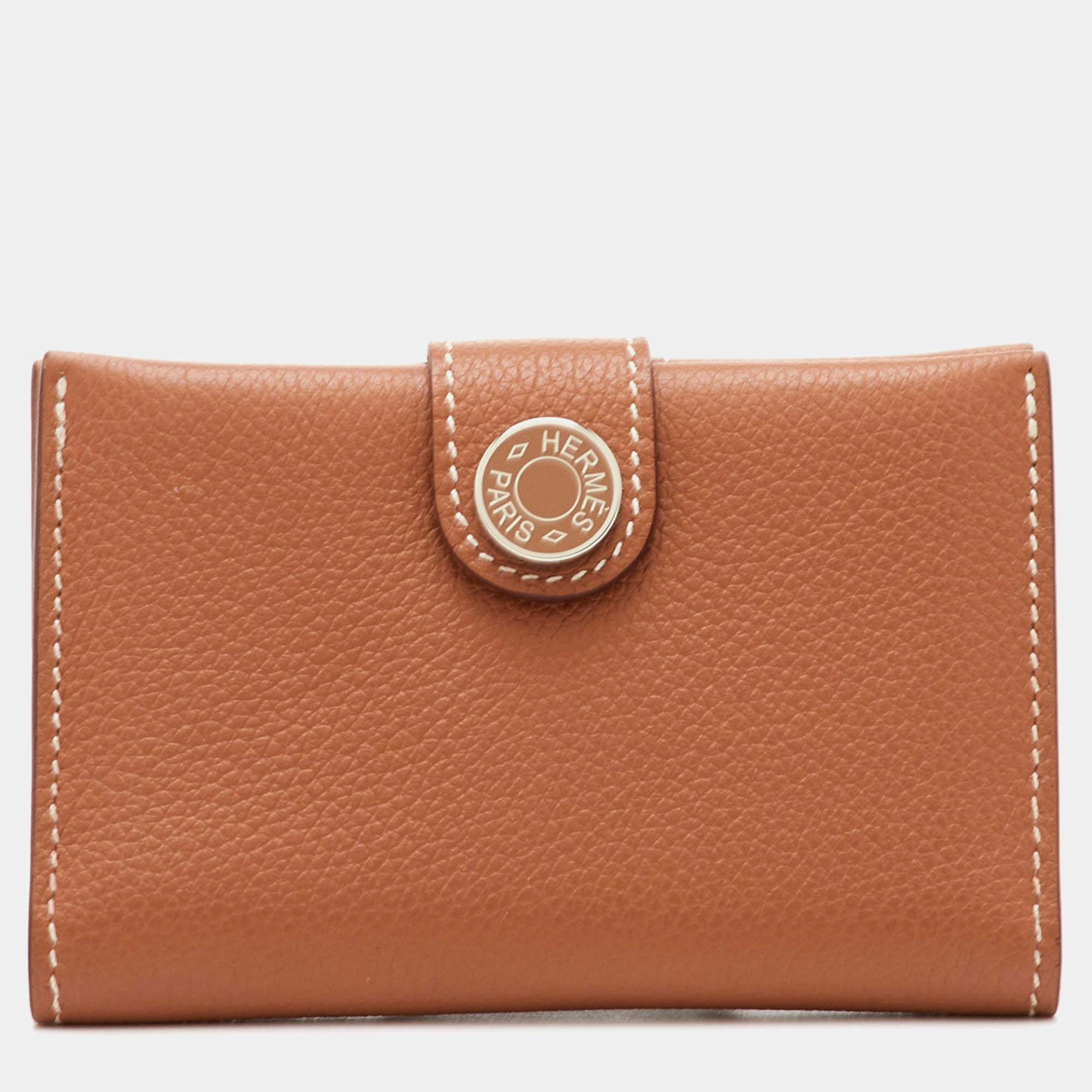 مملوكة مسبقًا Hermes R.M.S Gold Evercolor Leather Card Holder