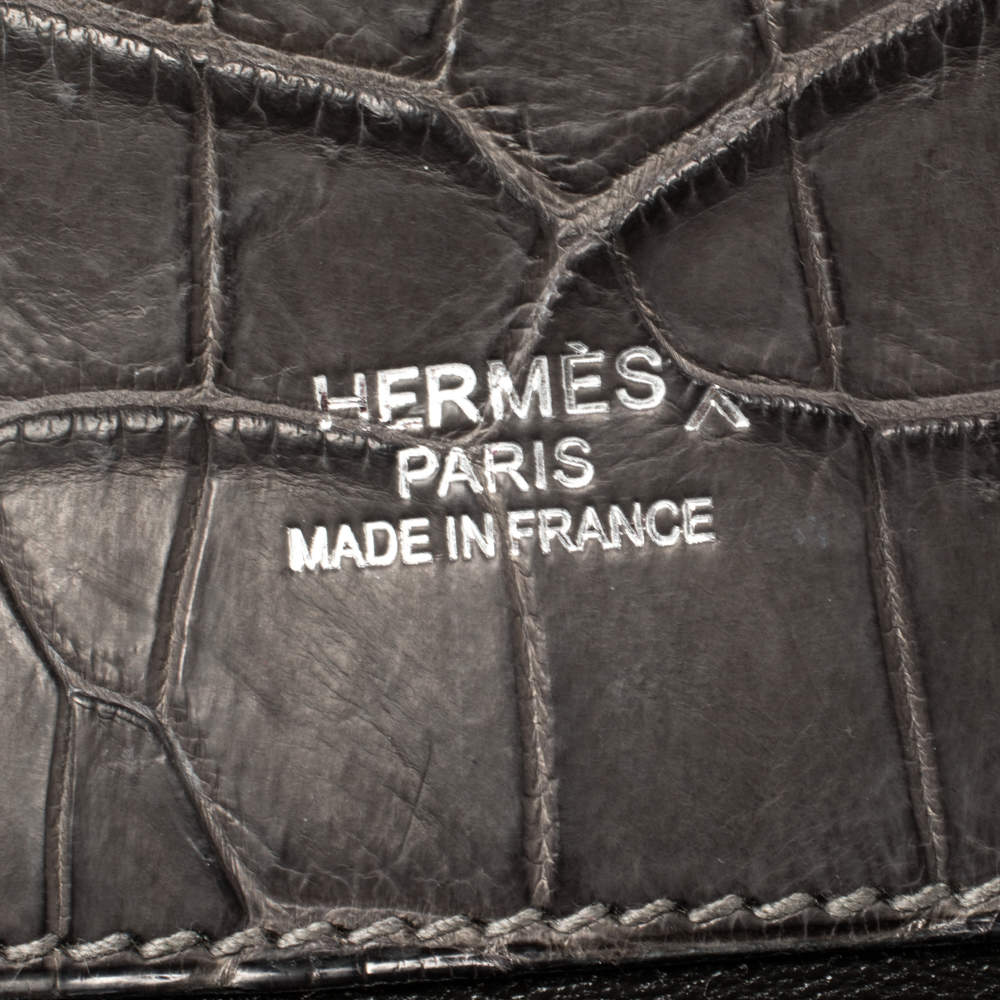 Hermes Graphite Matte Crocodile Porosus Brushed Paladium Sac A