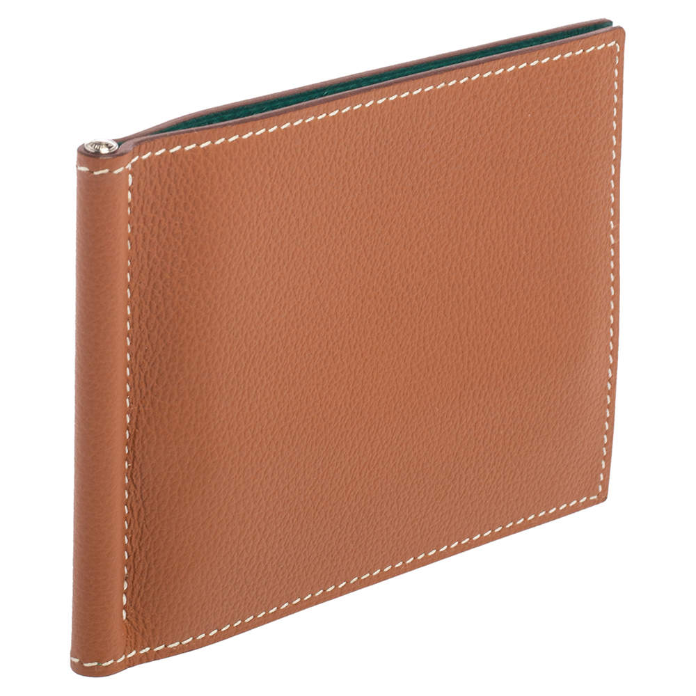 Hermes Poker Bill Clip Brown Evergrain Calfskin Men's Wallet at