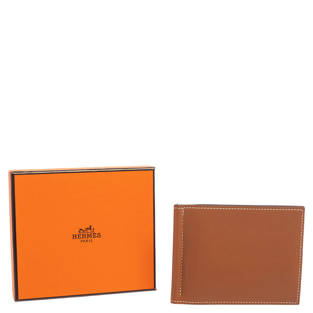 Hermes Gold/Vert Vertigo Evercolor Leather Poker Compact Wallet