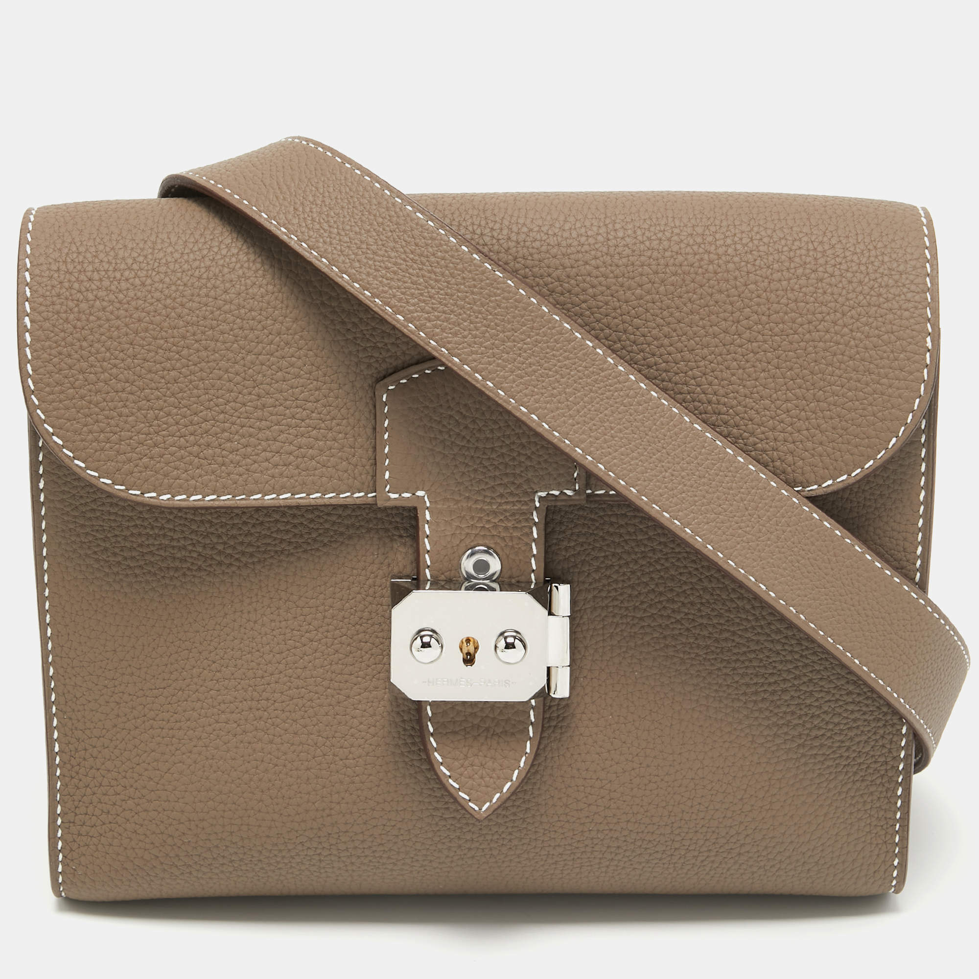Pre Owned Hermès Etoupe Togo Leather Sac A Depeches 21 Bag