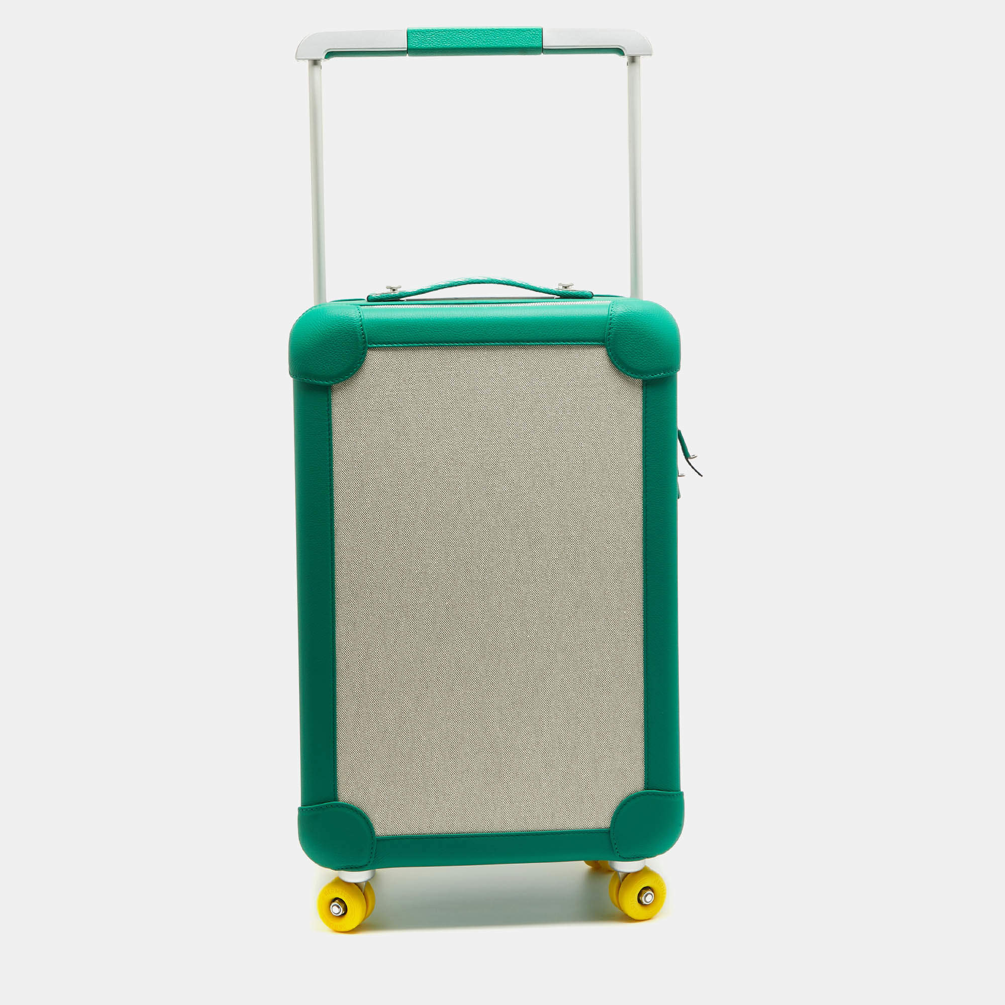 Hermes Vert Vertigo/Ecru Taurillon Regate and Toile H Canvas R.M.S. Trolley Luggage
