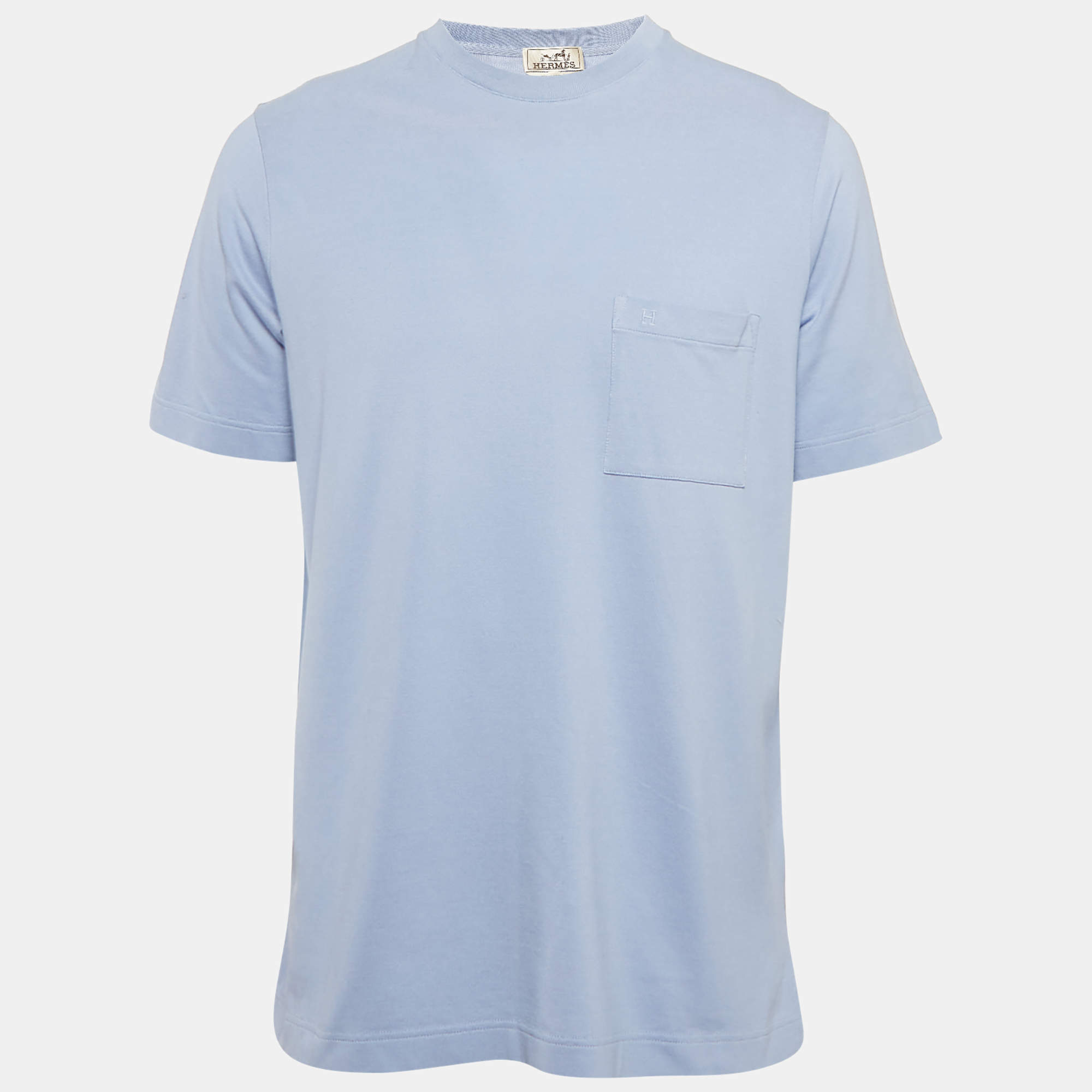 Hermès Lilac Cotton Pique Crew Neck T-Shirt L