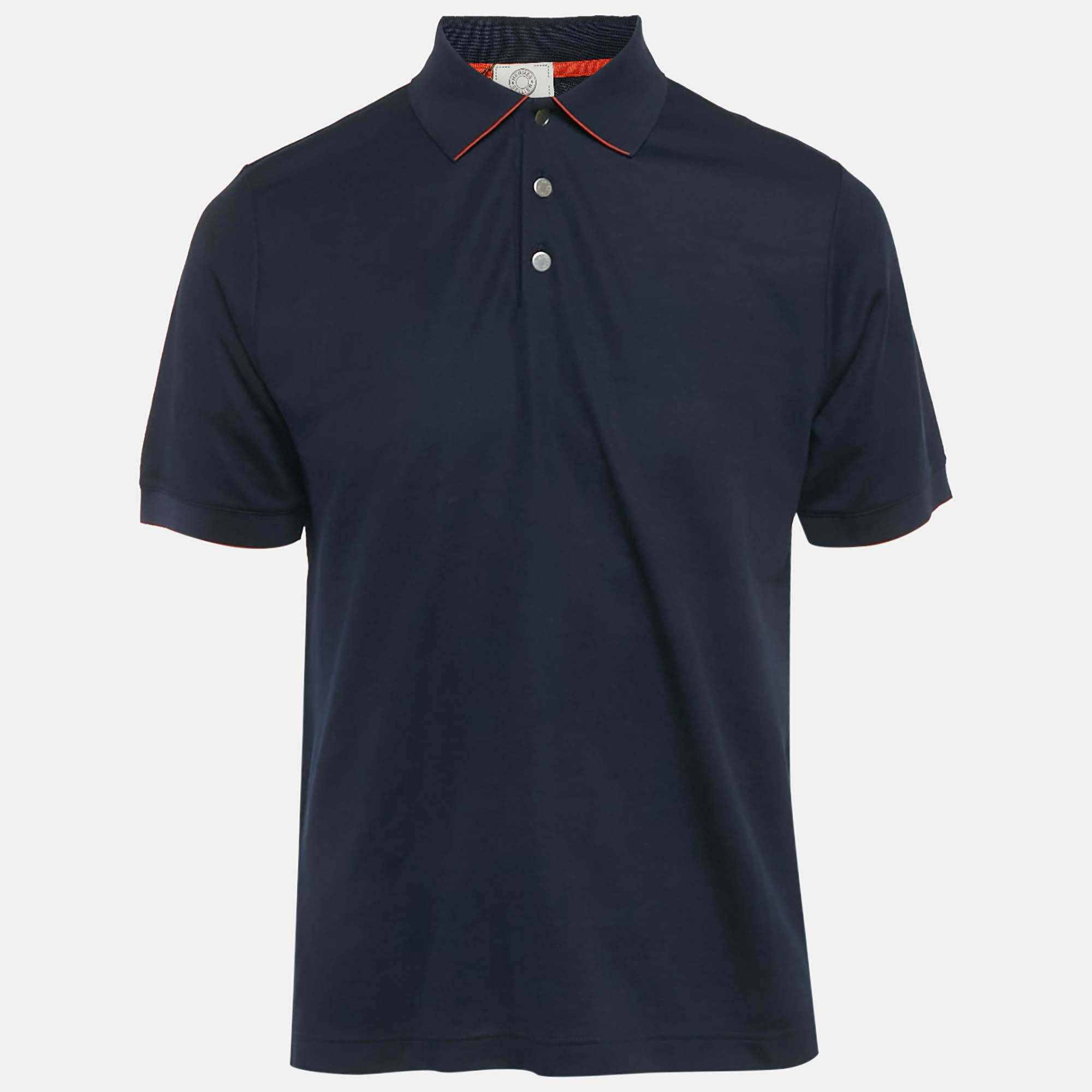 Pre Owned Hermes Navy Blue Double Jeu Technical Polo T-Shirt XL