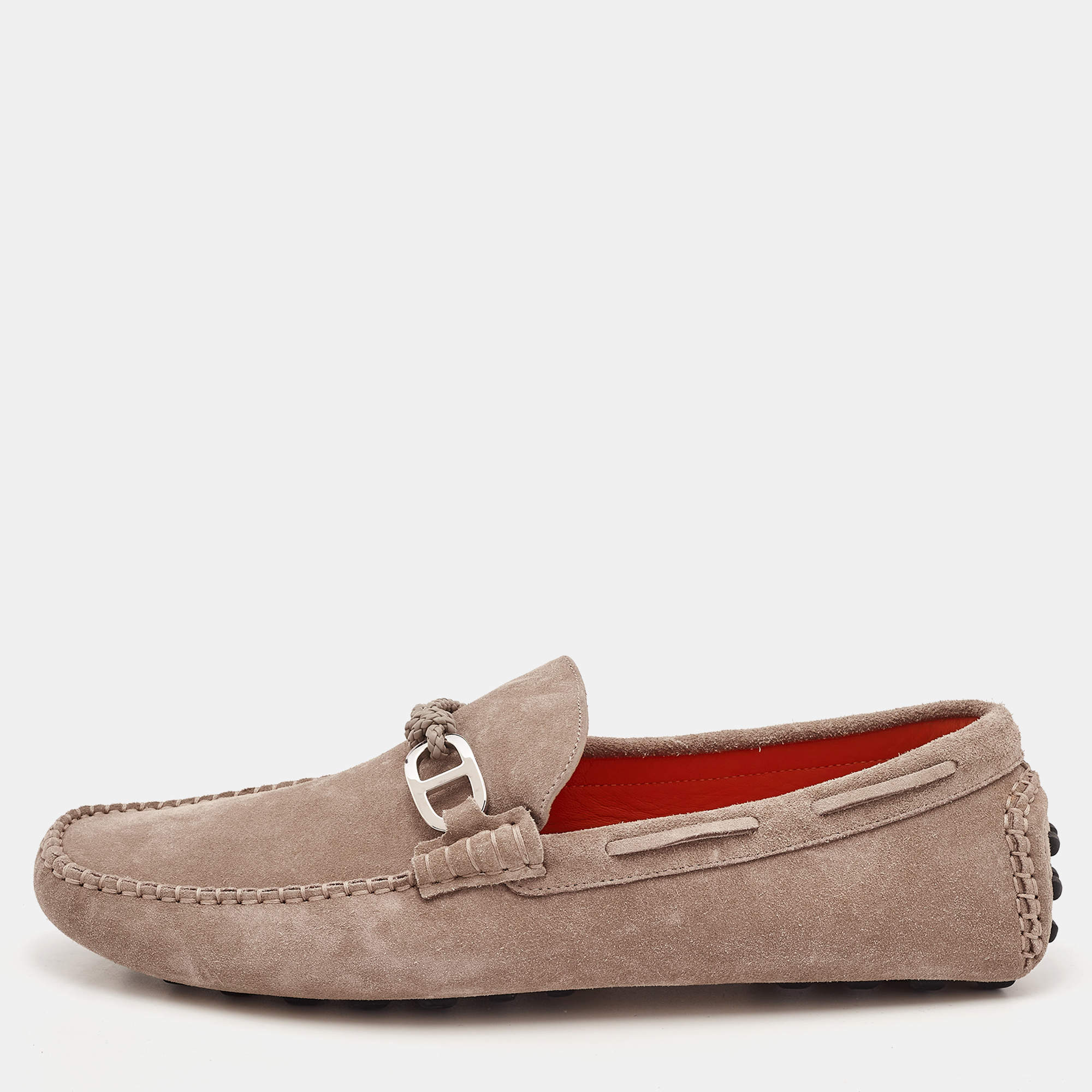 Hermes Brown Suede Alessandro Loafers Size 43.5