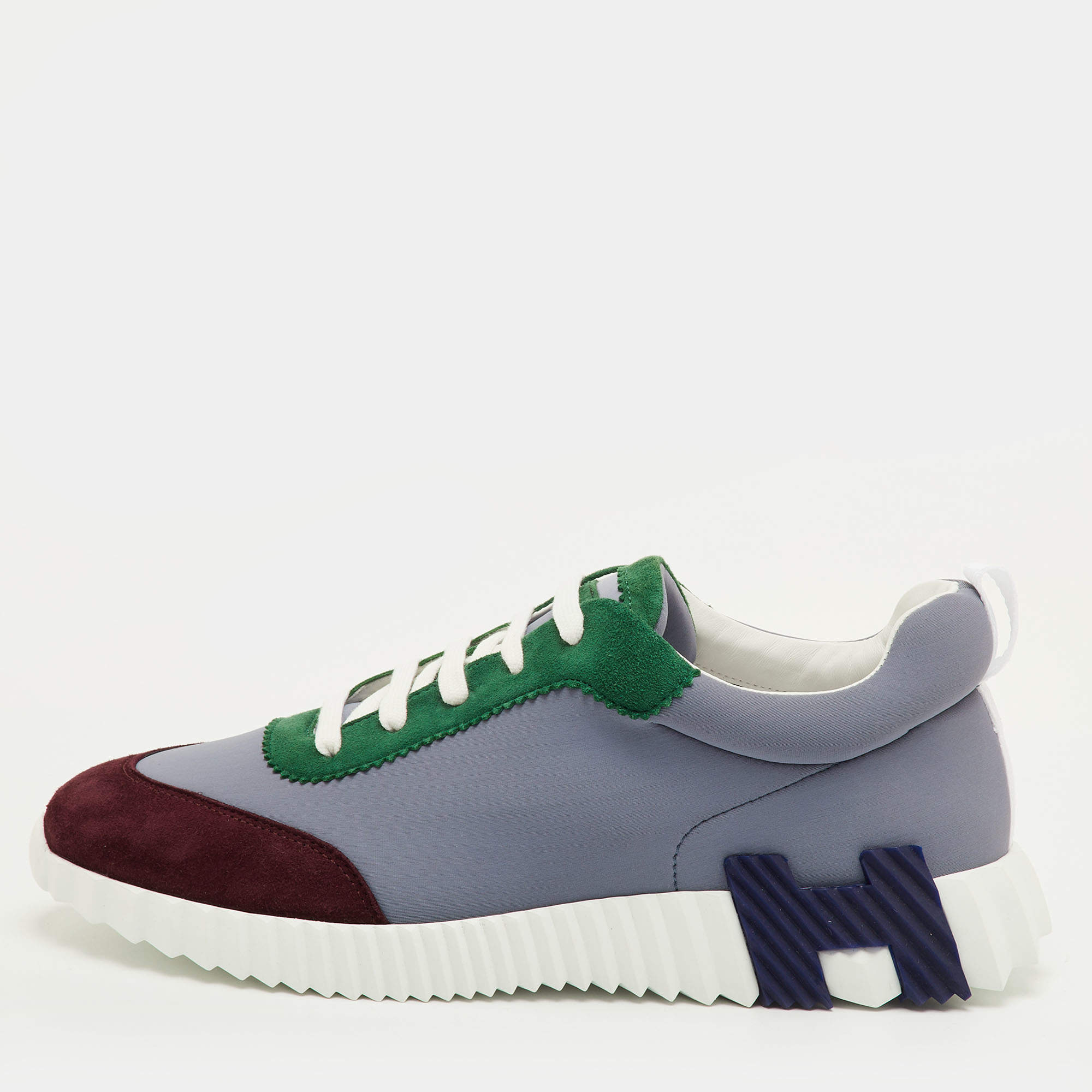 Pre Owned Hermès Bouncing Size 42 Multicolor Neoprene and Suede Low Top Sneakers