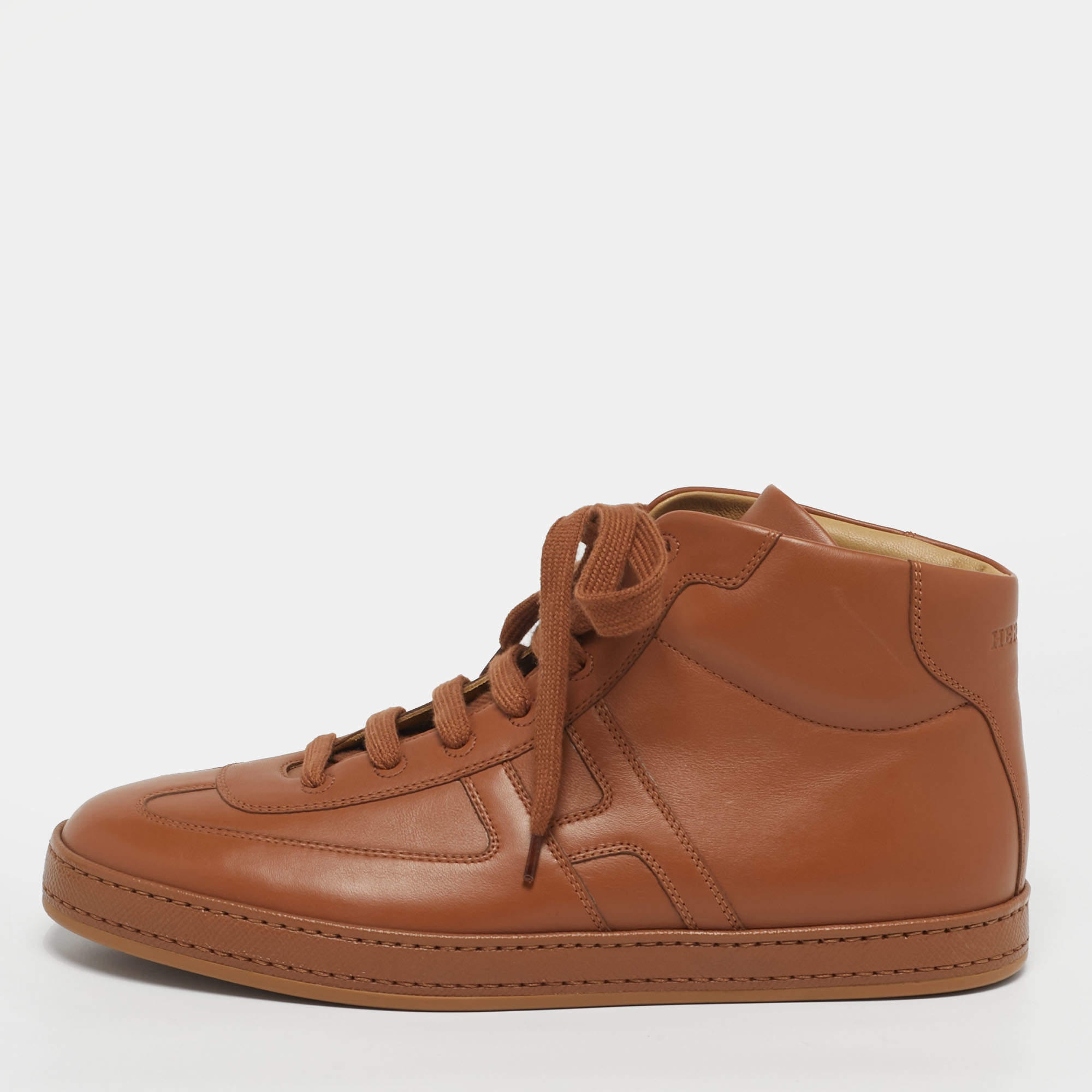 مملوكة مسبقًا Hermes Daydream Size 41.5 Brown Leather High Top Sneakers