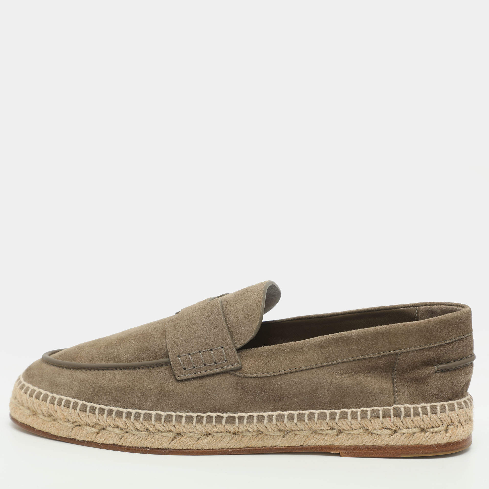 Pre Owned Hermès Trip Size 41 Etoupe Grey Suede Loafers