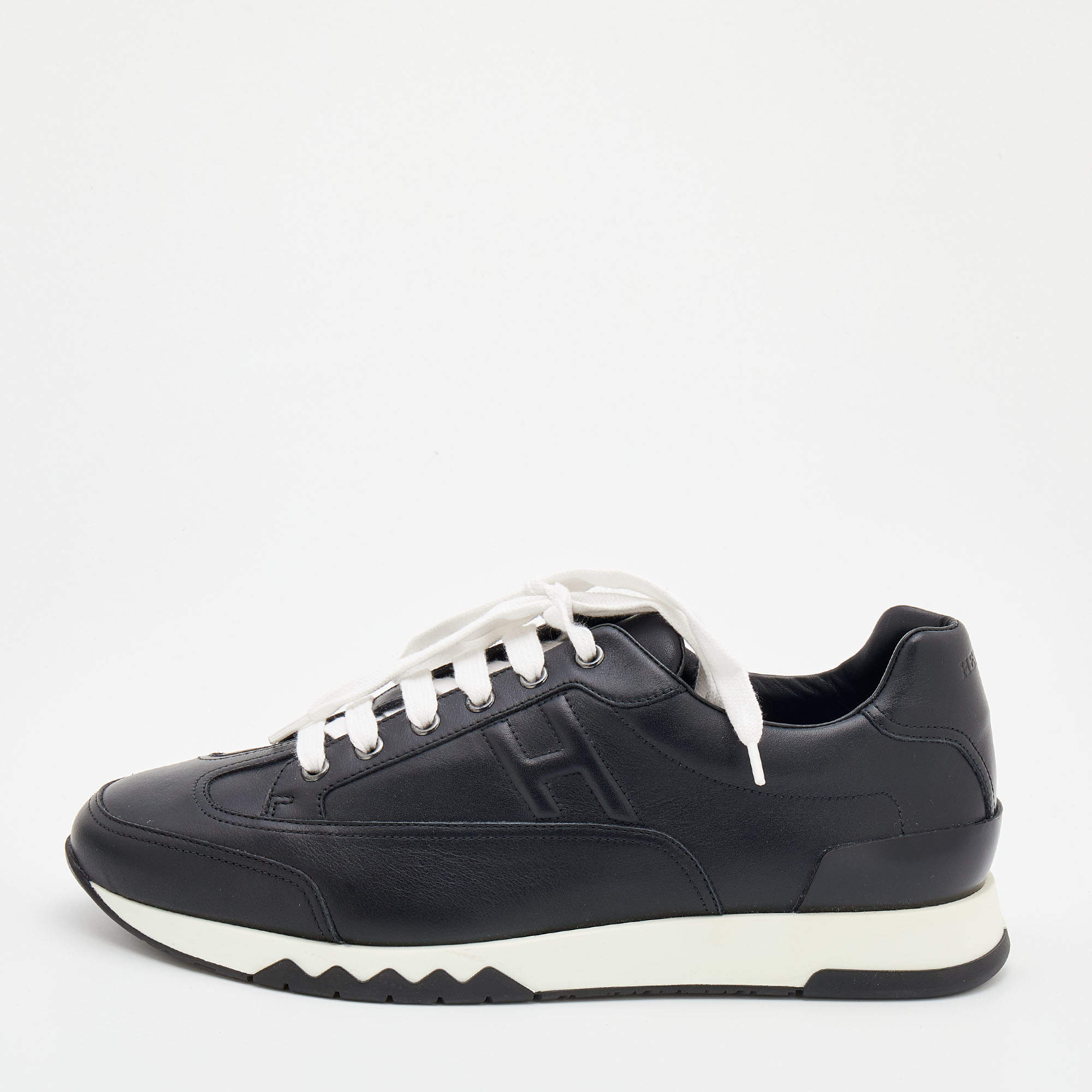 Pre Owned Hermès Black Leather Trail Low Top Sneakers Size 43.5