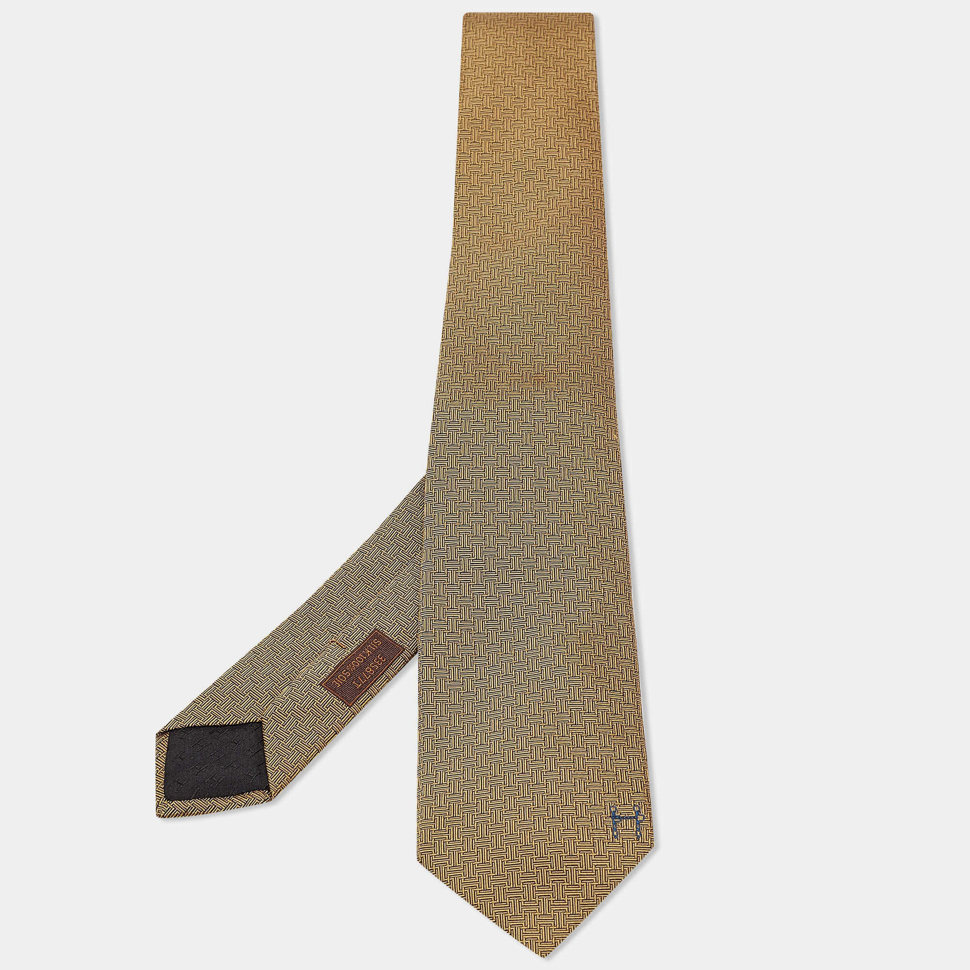 Pre Owned Hermès Yellow Terre D'H Silk Tie
