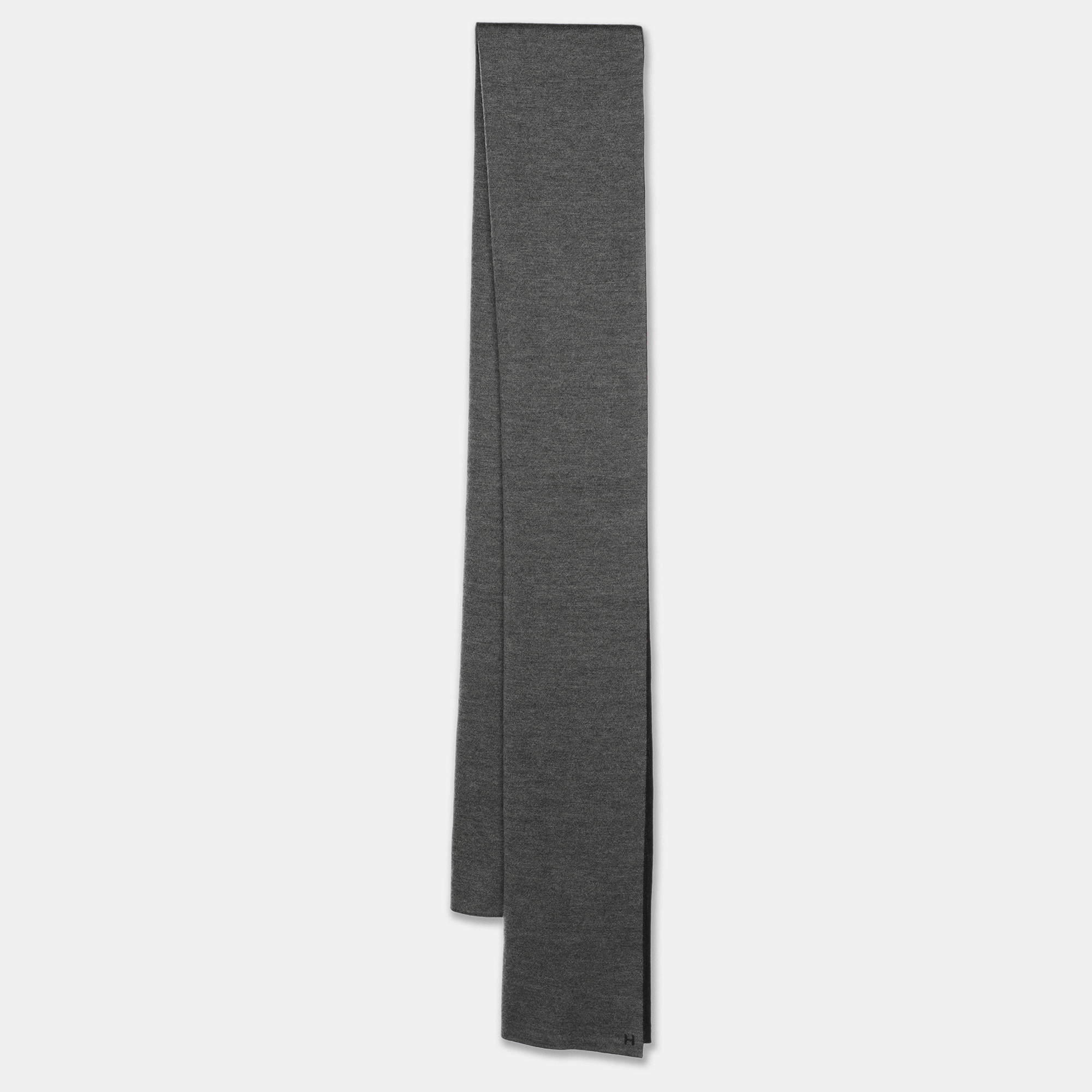 Hermès Black/Grey Cashmere and Silk Muffler