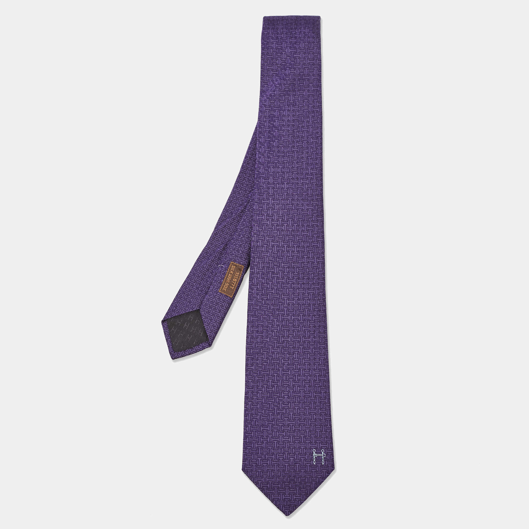 Pre Owned Hermès Purple Silk Terre d'H Tie