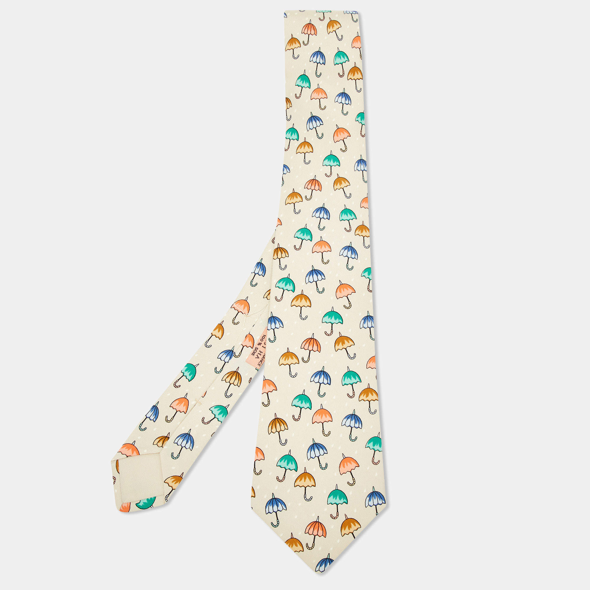 Hermès Red Mouse and Cheese Print Silk Classic Tie