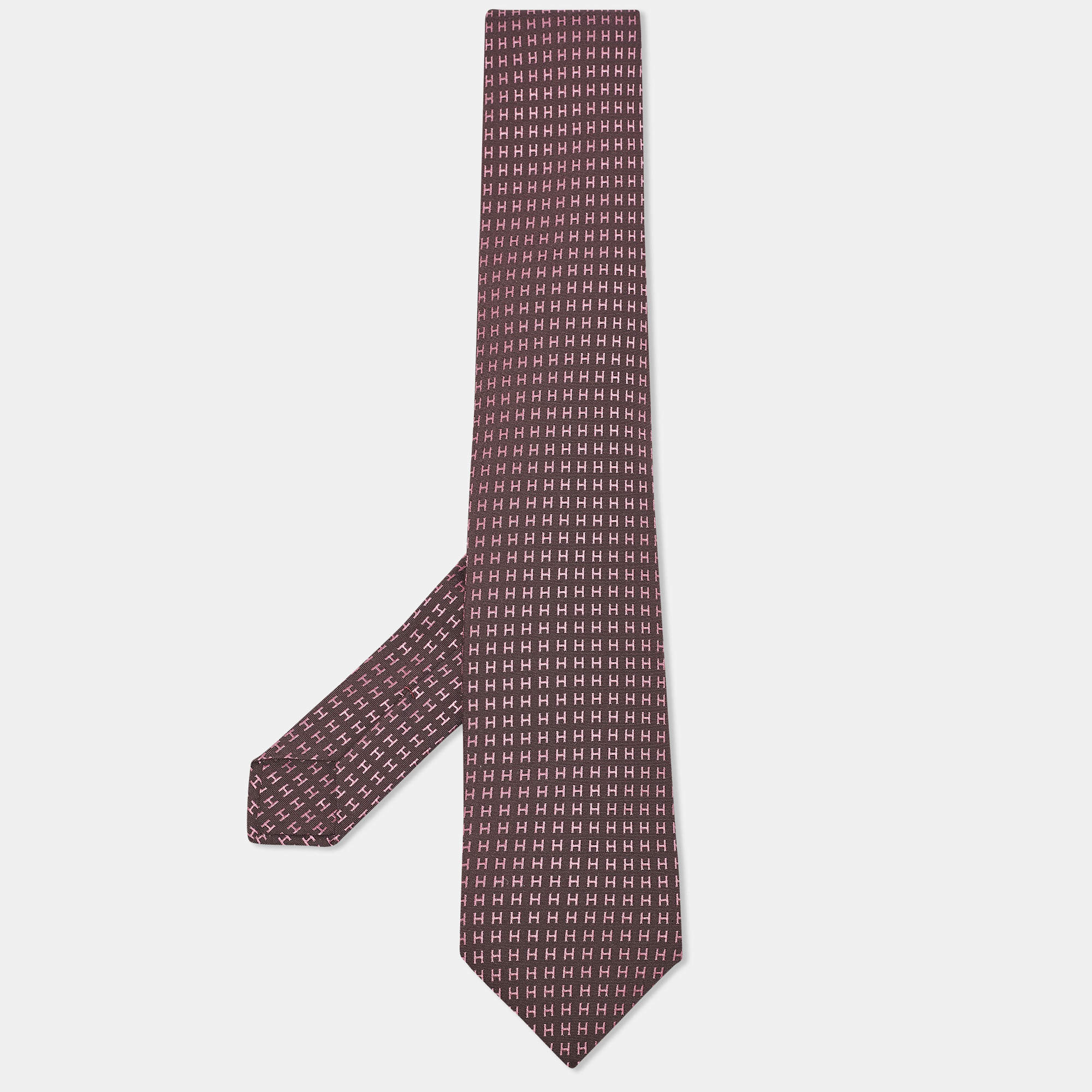 Pre Owned Hermès Purple Silk Faconnee H Bicolore Tie