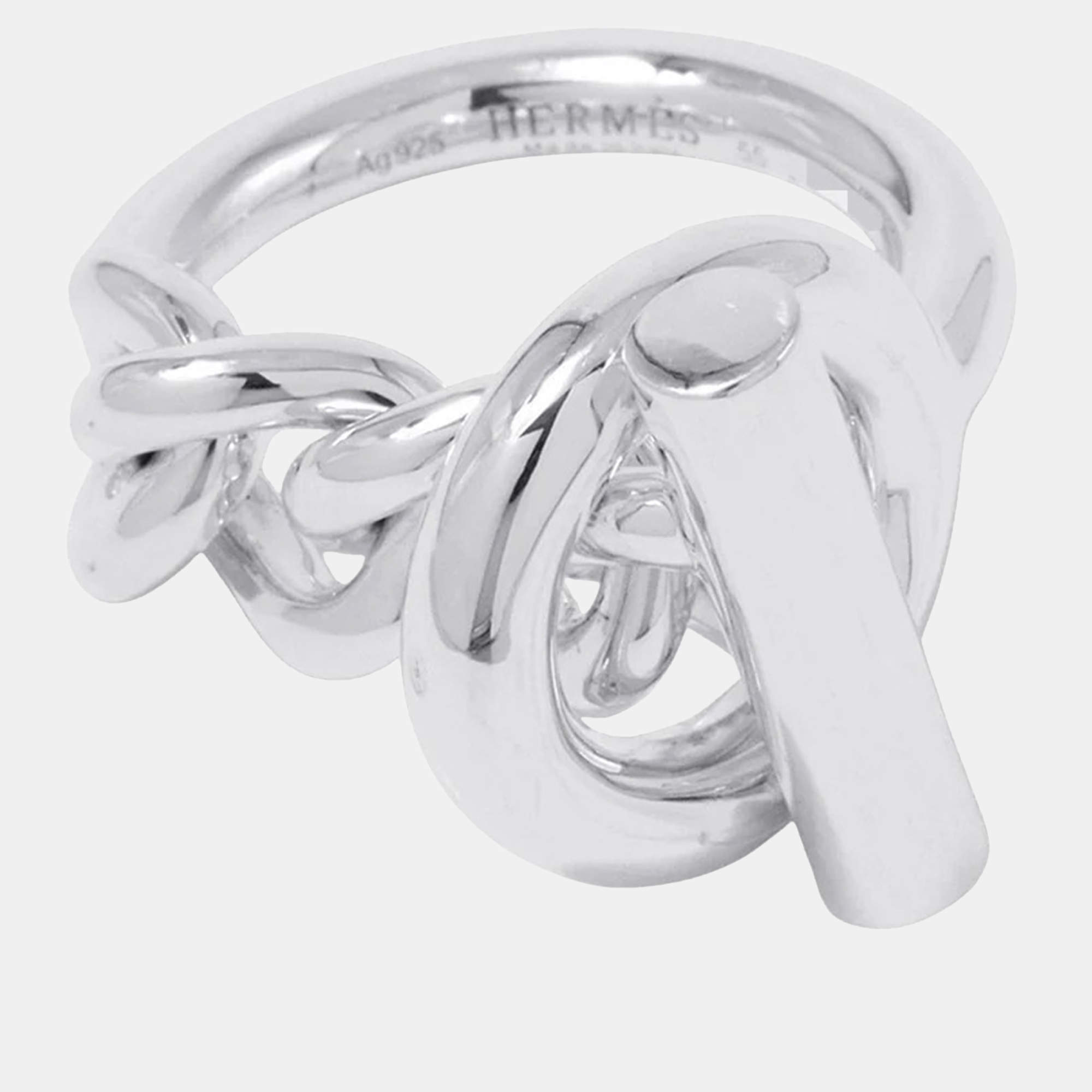 Pre Owned Hermes Croisette Ring Silver 925 MM EU 52