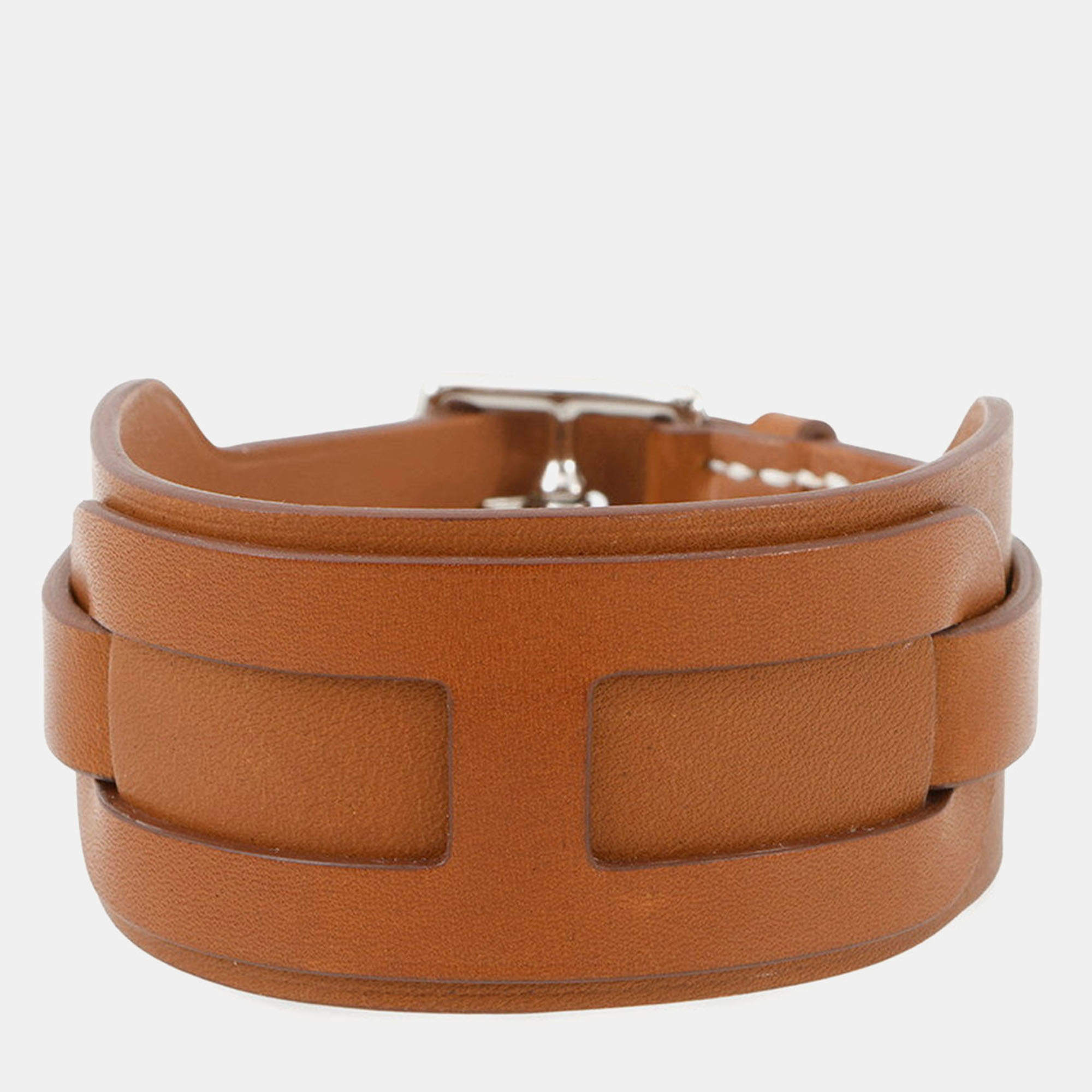 Pre Owned Hermes EtriviRe Babor Bracelet Size T5 Gold Tadelakt Leather